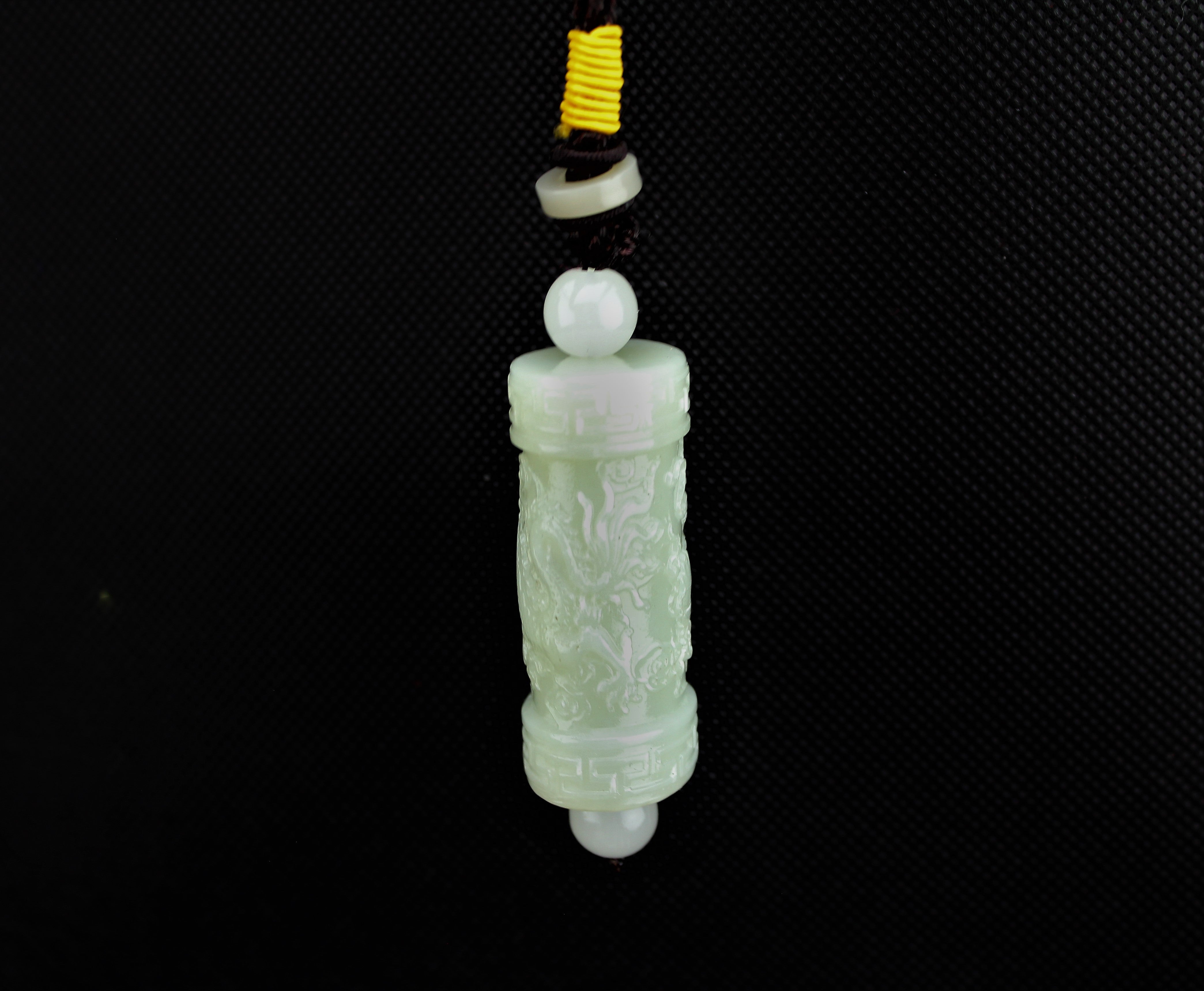 Jade Dragon Cylindrical Pendant