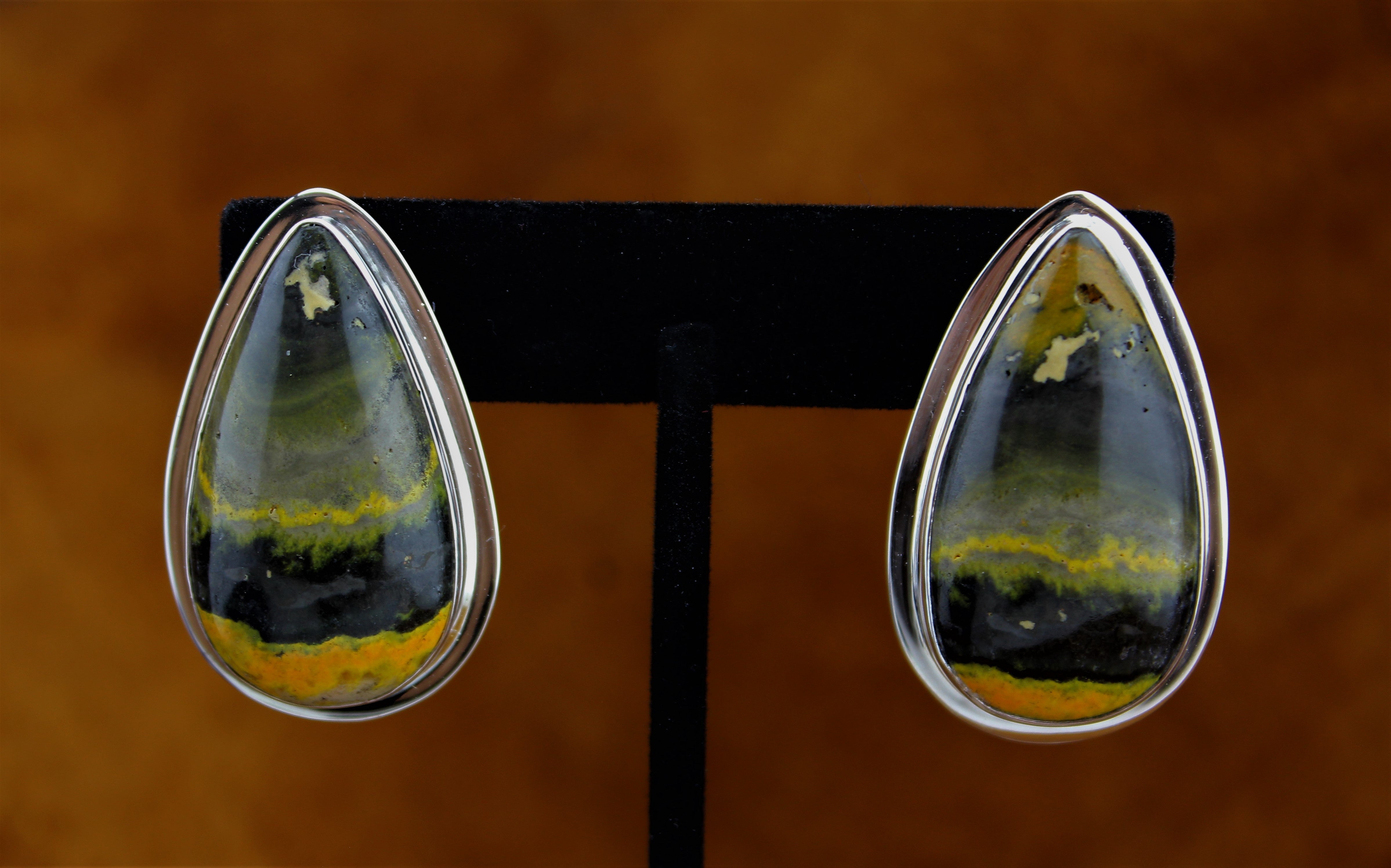 Marita Jackson Sterling Bumblee Jasper Earrings