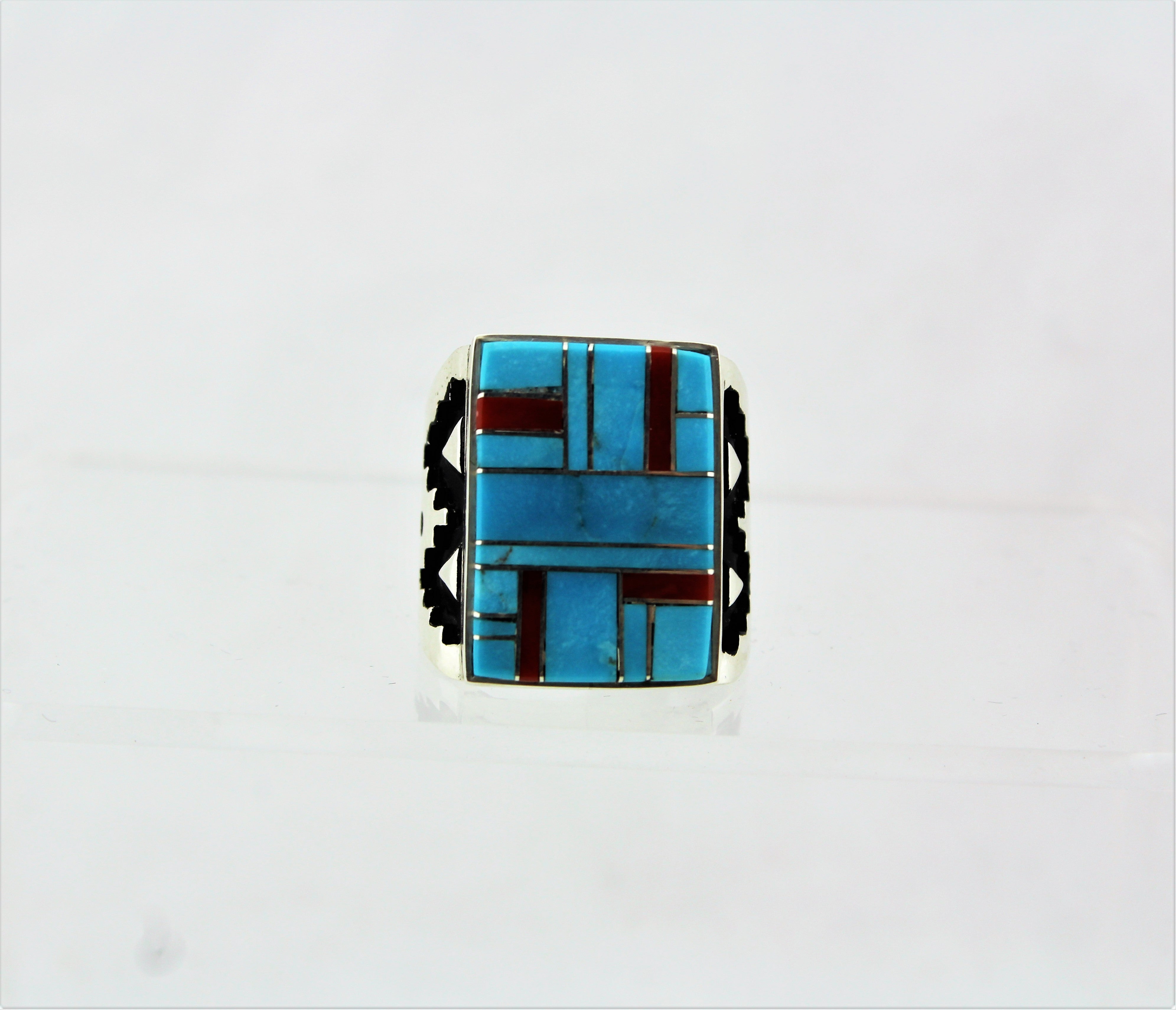 Sterling Silver Inlay Man's Ring