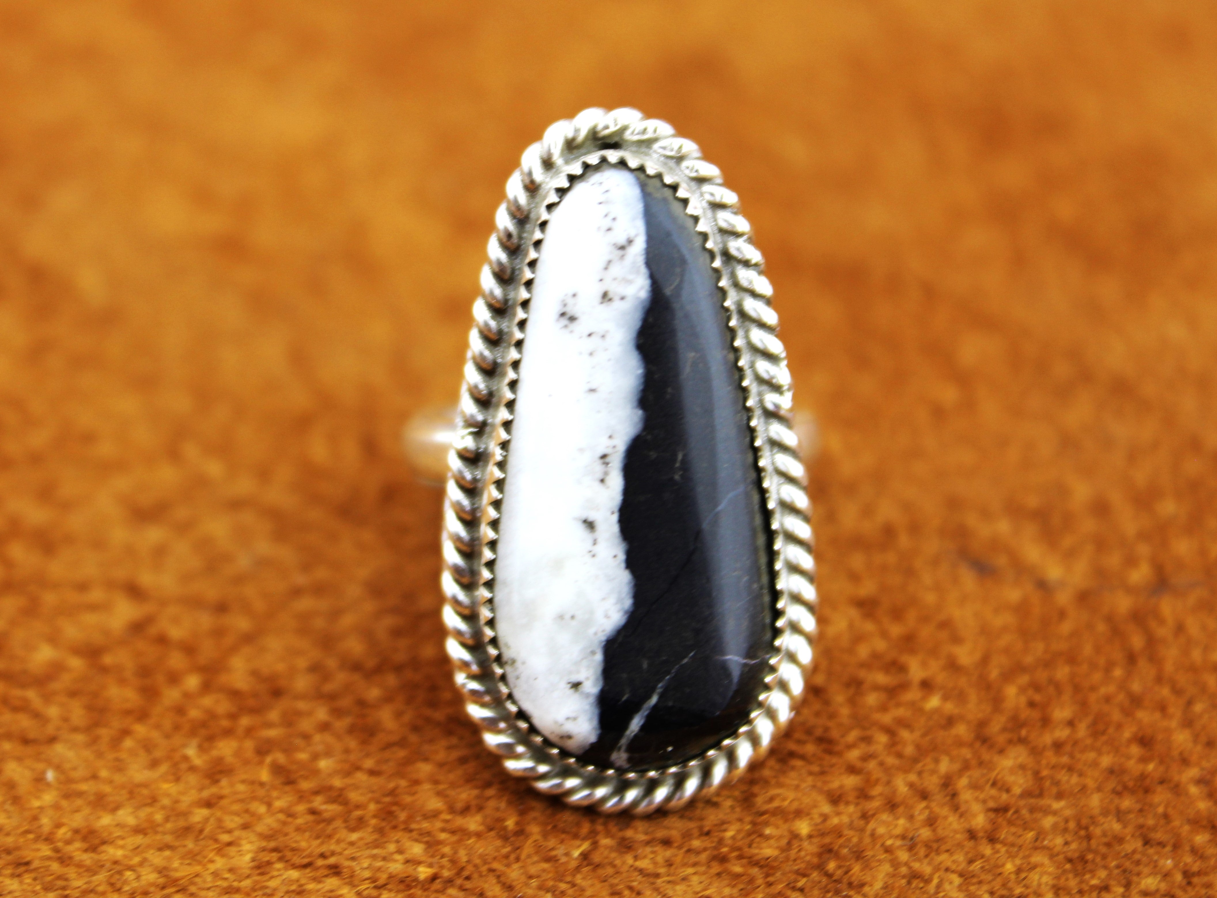 Merlin James sterling White Buffalo Ring