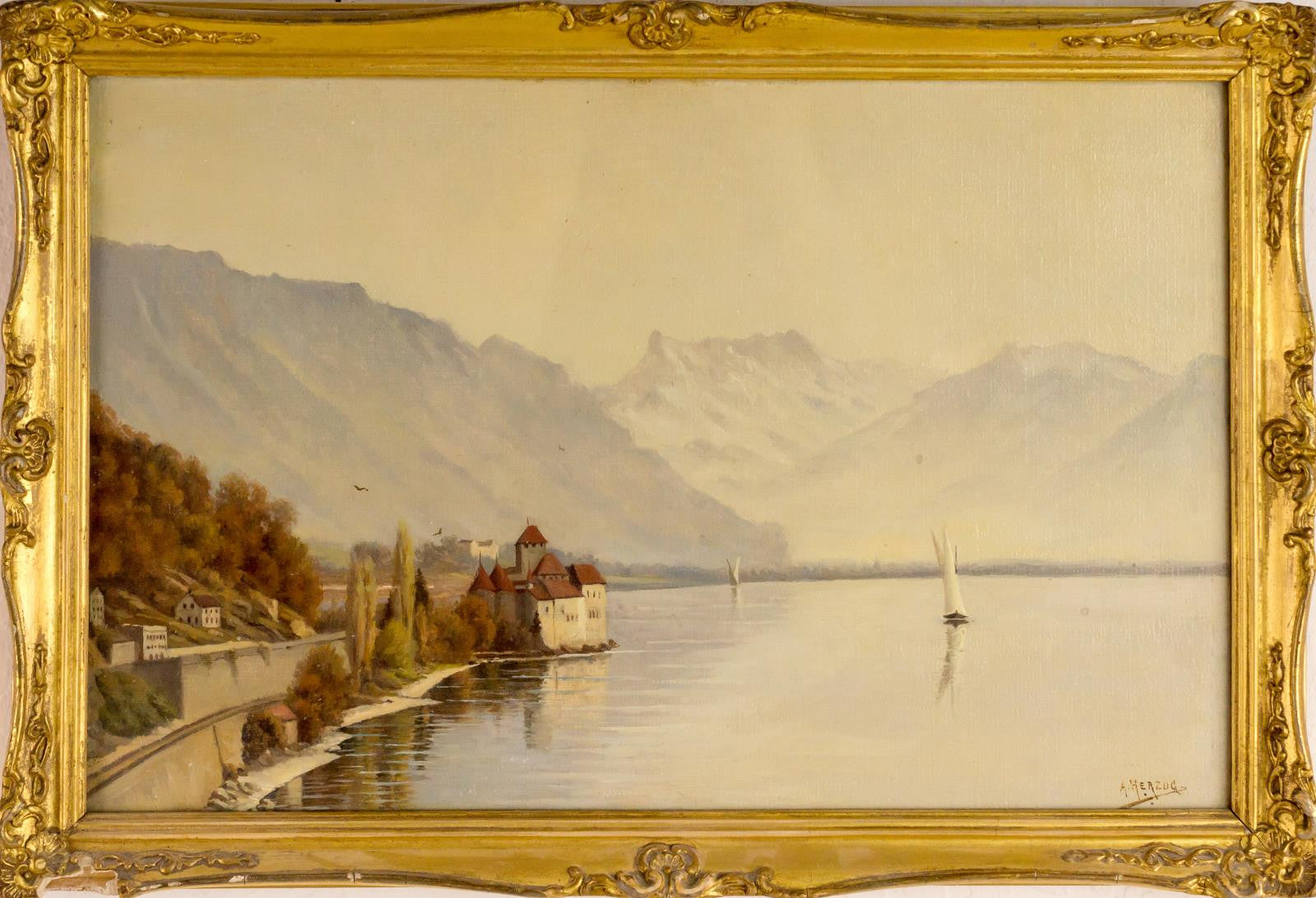 Antique Oil Painting by Arthur Herzog