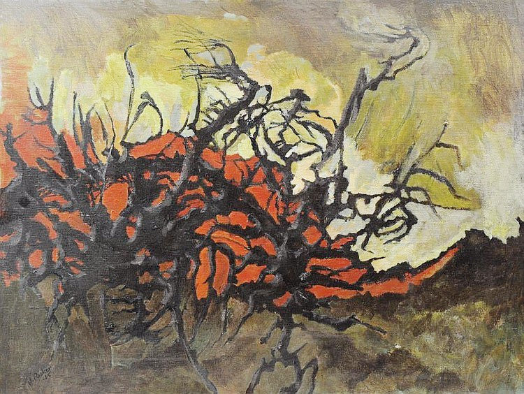 Signed N. Rasker Abstract Oil Painting