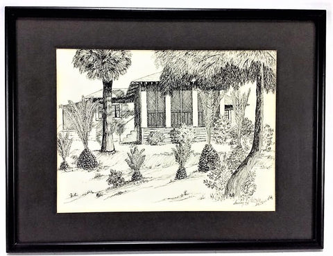 Signed Tropical Home Engraving