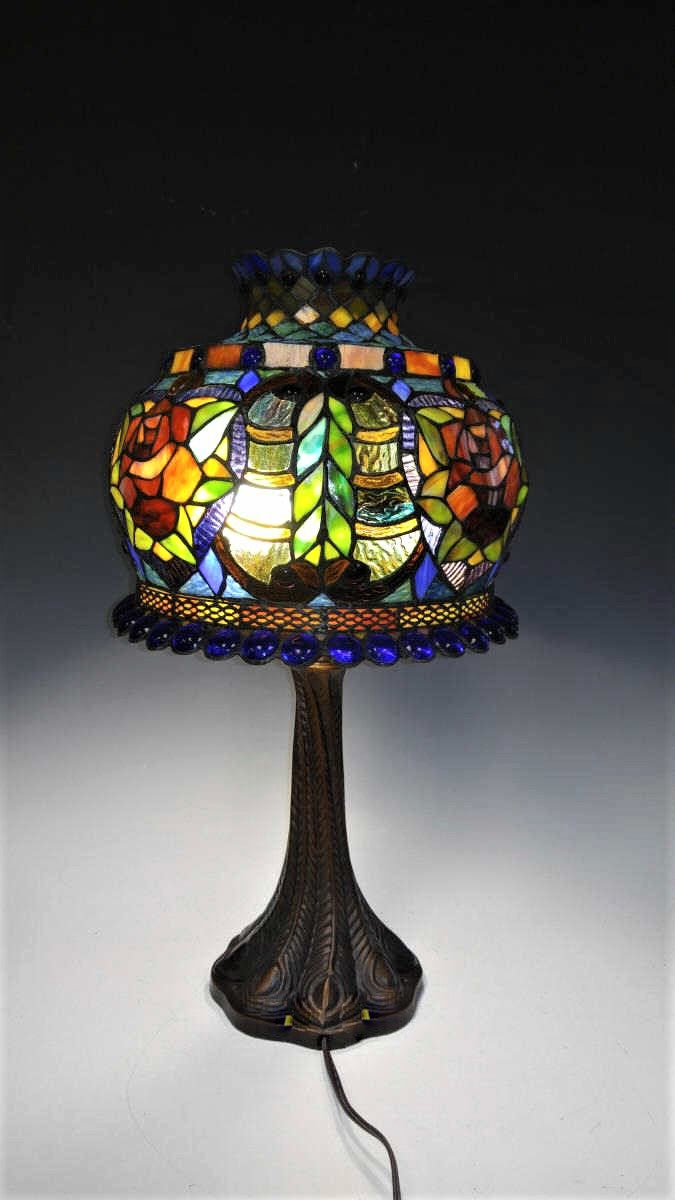 Vintage Tiffany Style Leaded Glass Lamp