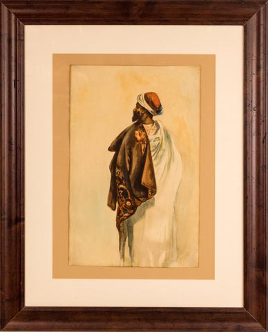 1904 Jessie Spurrier Watercolor Portrait of a Bedouin Nomad