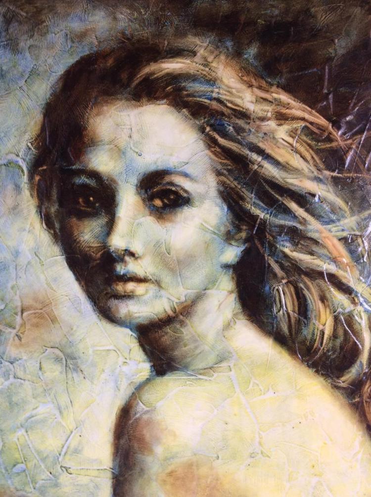 Original Oil on Board Female Portrait