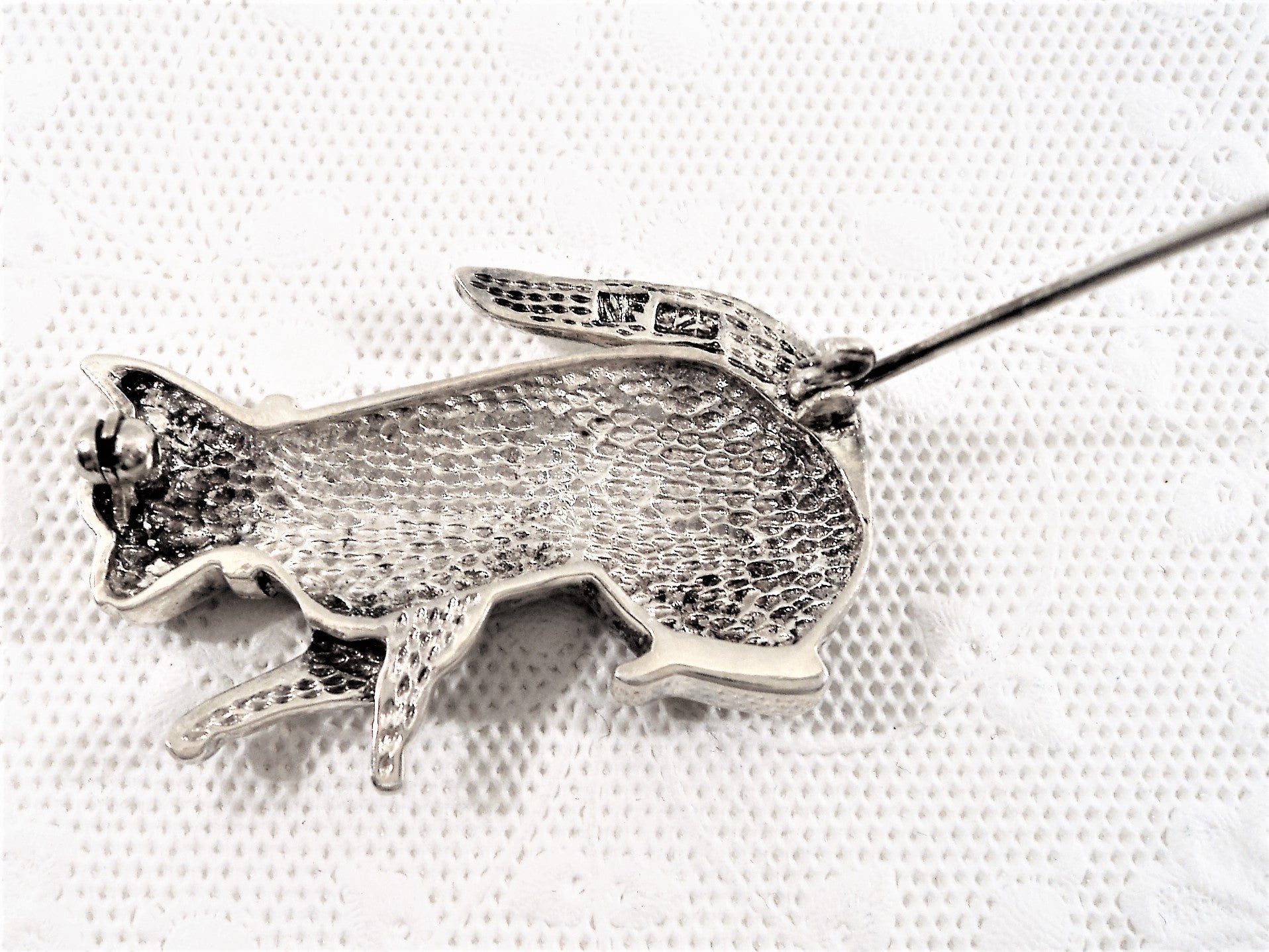 Vintage Sterling Silver Marcasite Cat Brooch Pin