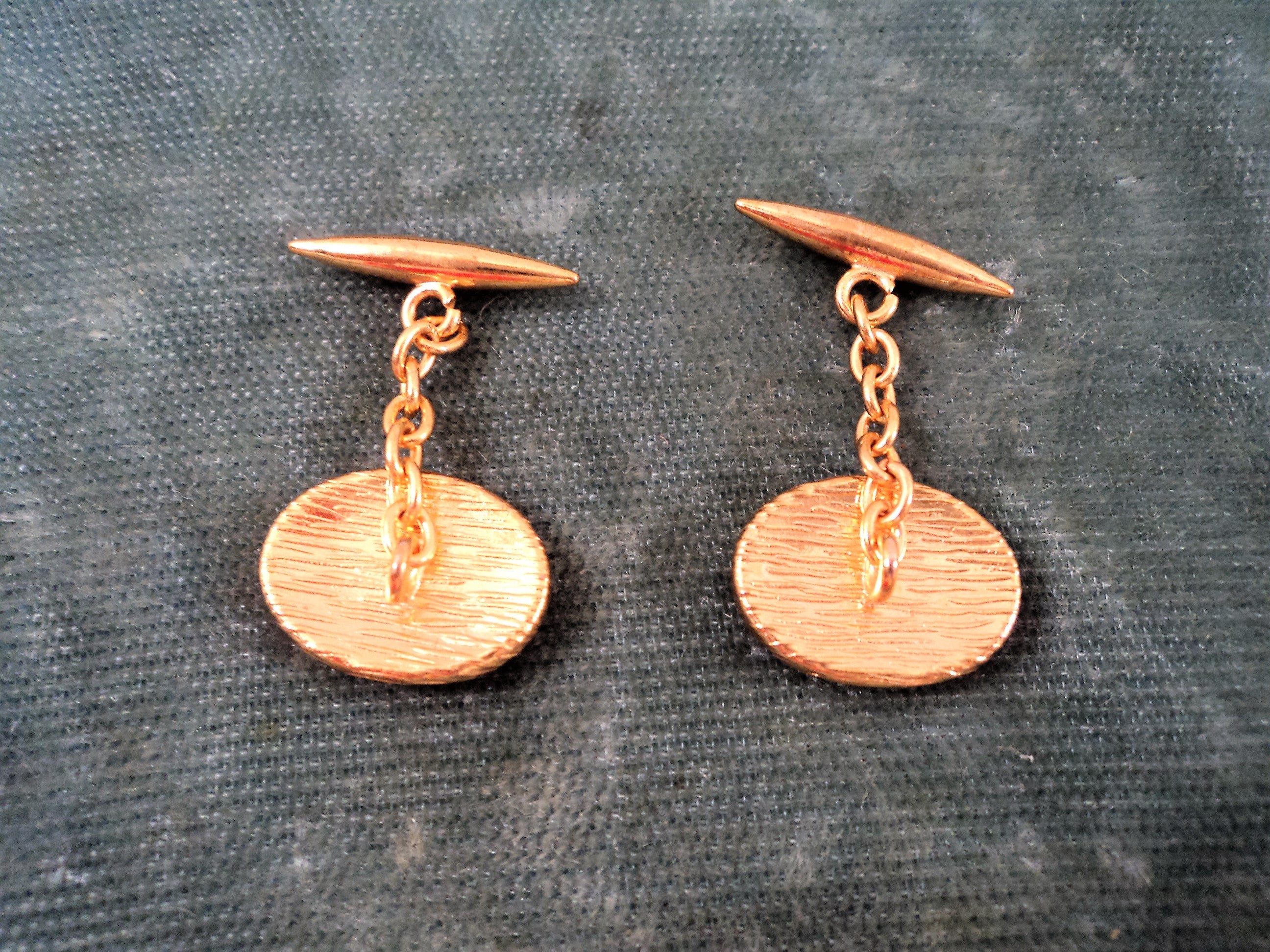 Vintage 24K Gold Foil Inlay Damascene Cuff Links