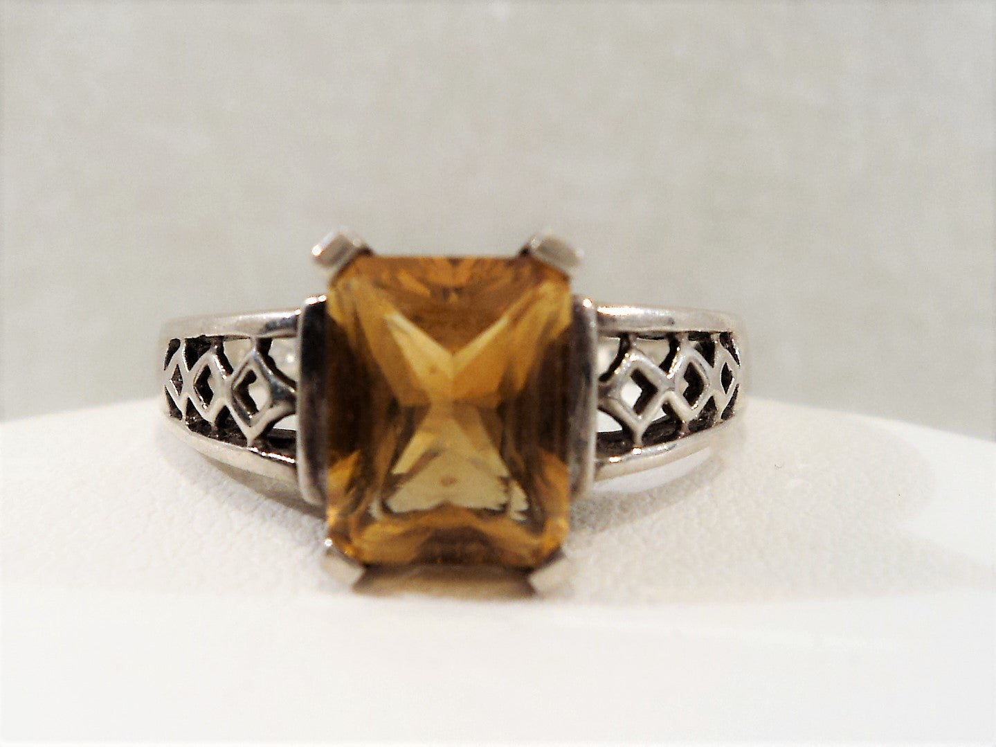Vintage Sterling Silver and Citrine Cubic Zirconia Ring