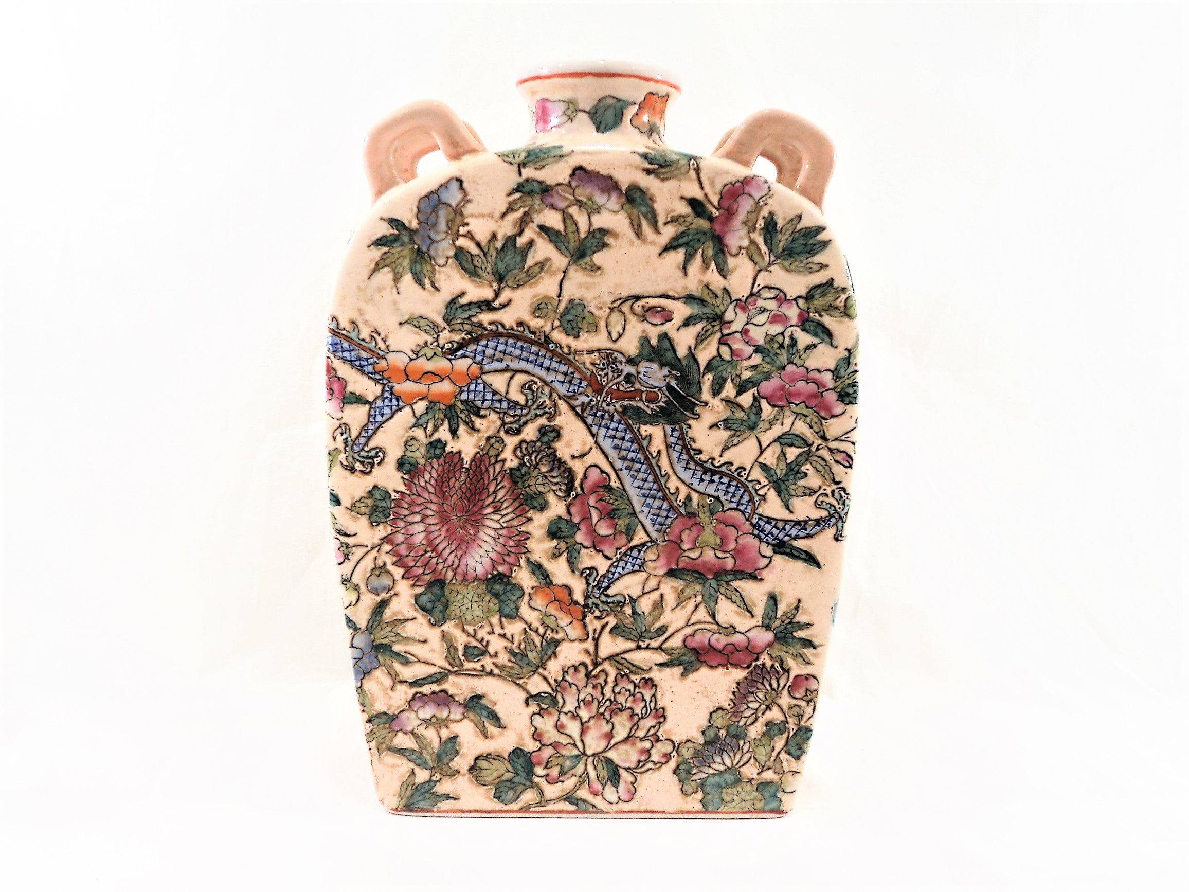 Qing Dynasty Antique Large Porcelain Flask with Dragons