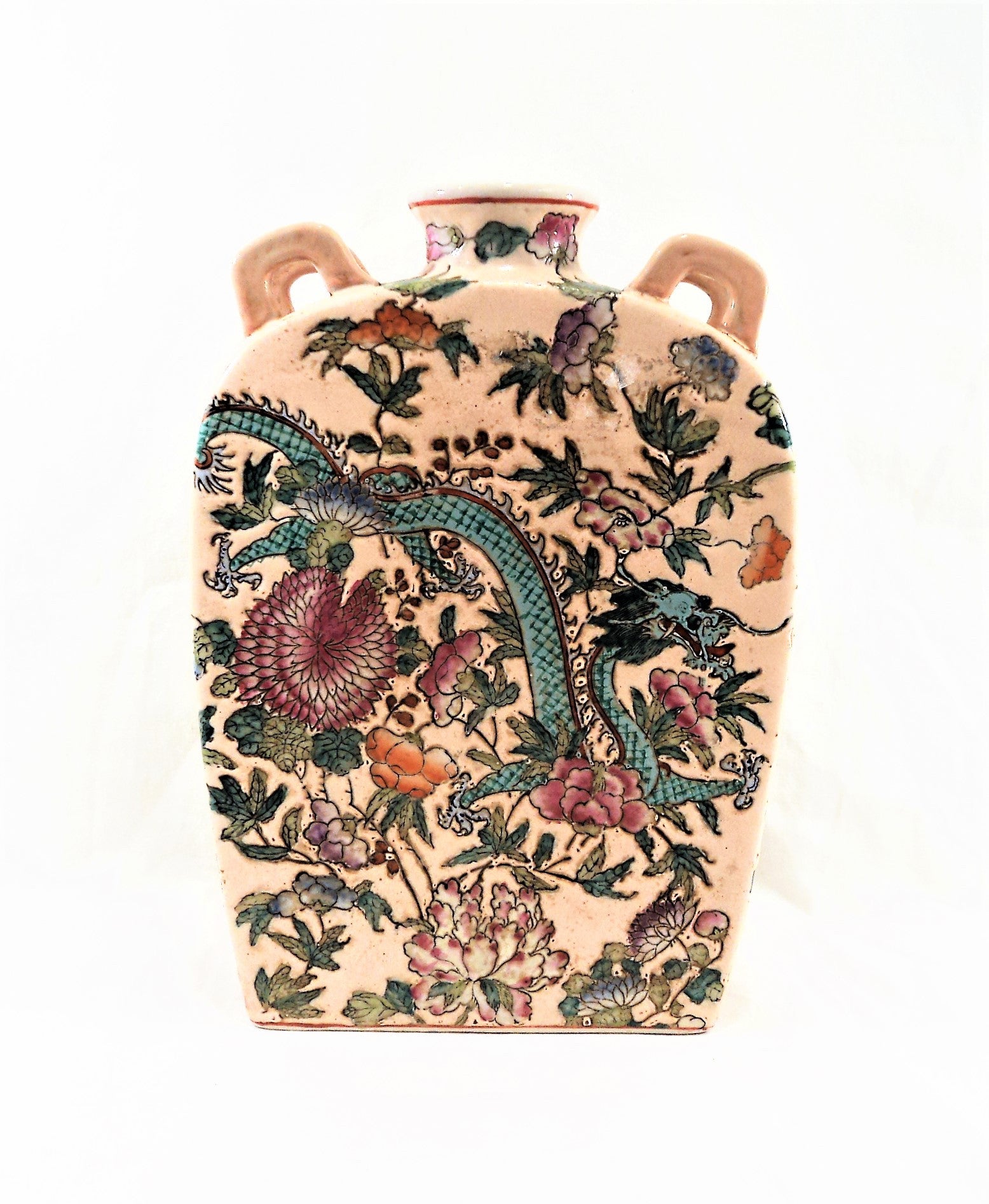 Qing Dynasty Antique Large Porcelain Flask with Dragons