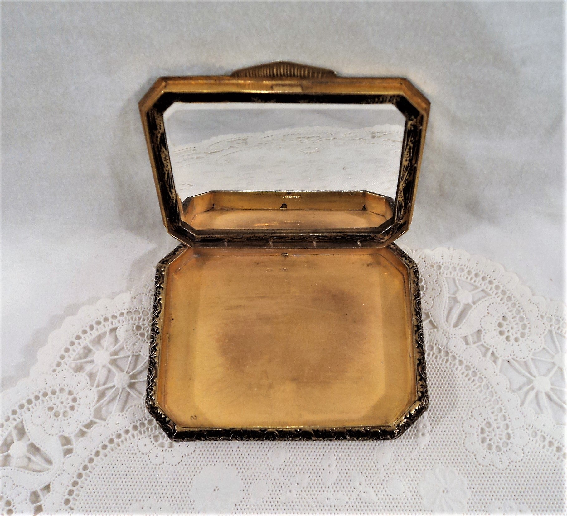 Italian Silver Hand-Painted Gilt and Enamel Compact