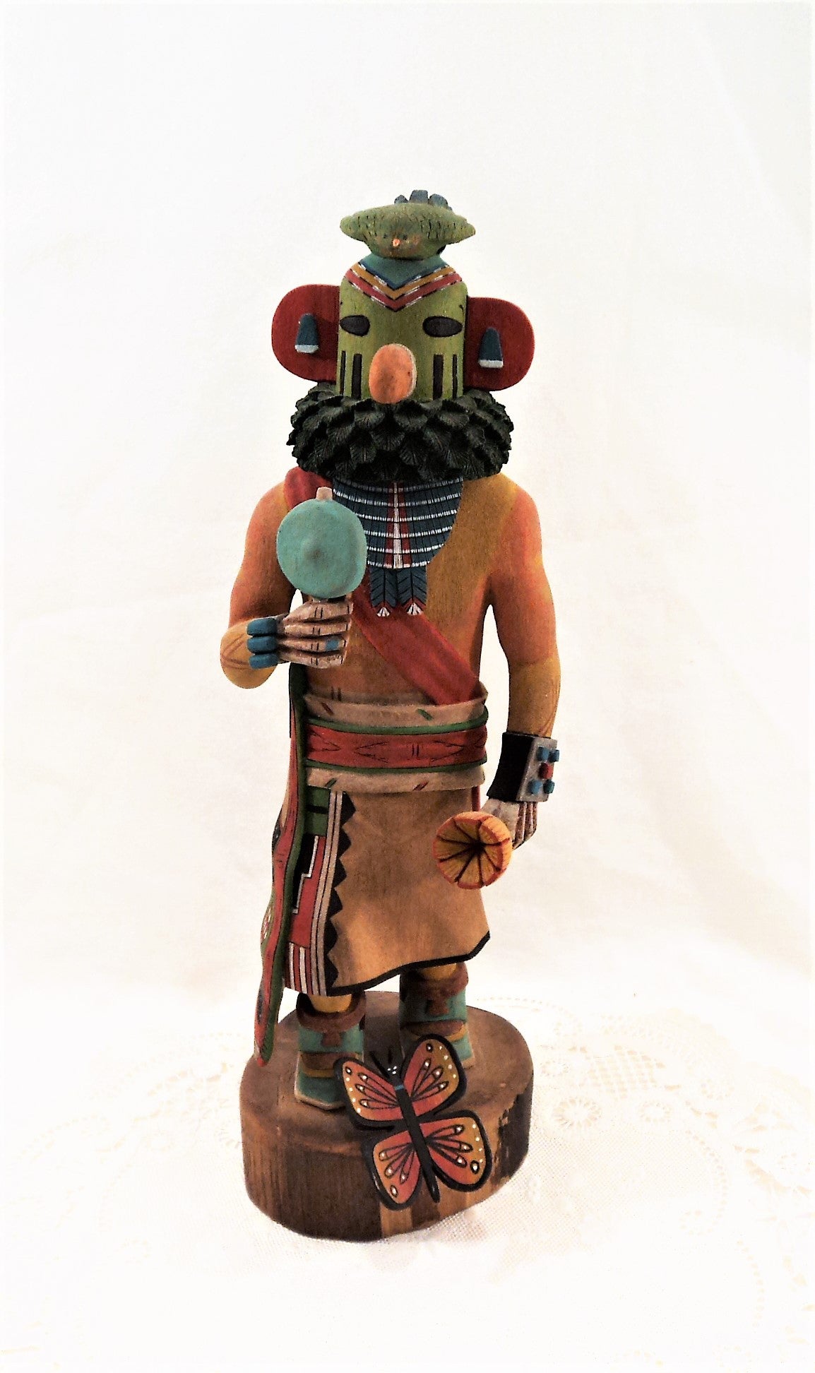 Signed Native American Hopi Parrot Kachina Doll Sculpture