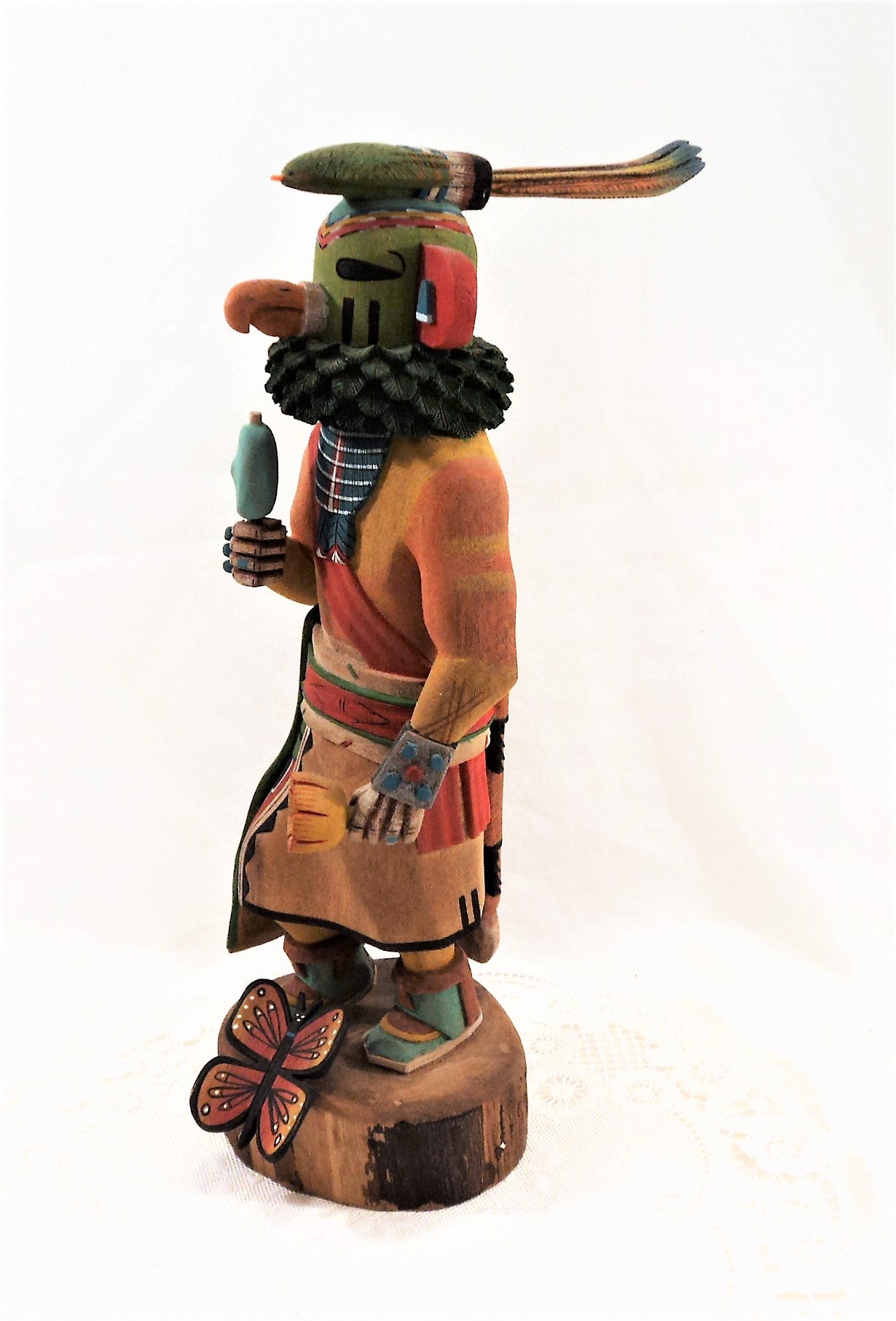 Signed Native American Hopi Parrot Kachina Doll Sculpture