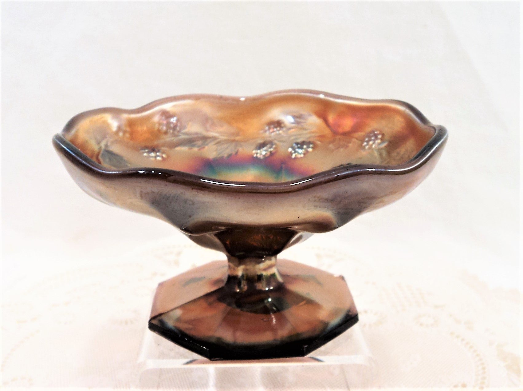 Fenton Amethyst Mini Compote Marigold Carnival Glass