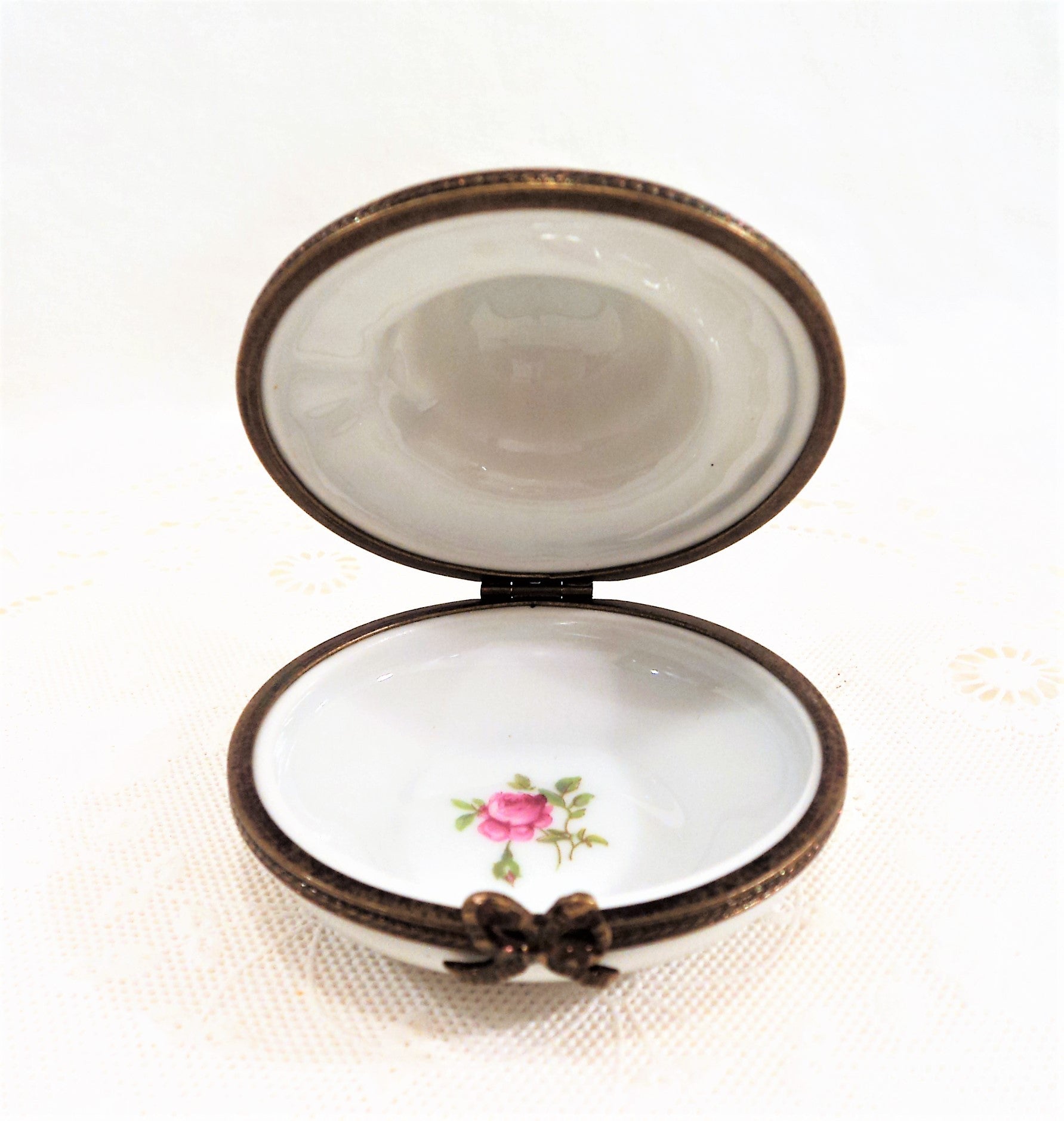 Hand-Painted Teal Hat Limoges Trinket Box