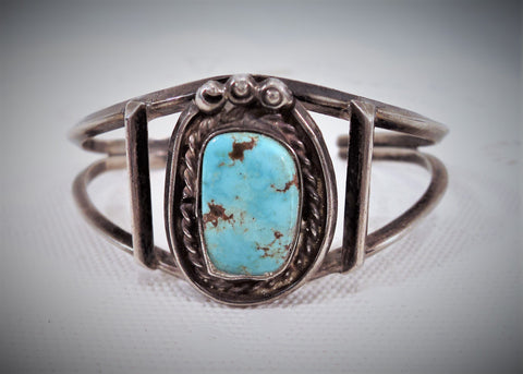 Vintage Native American Turquoise and Silver Cuff Bracelet