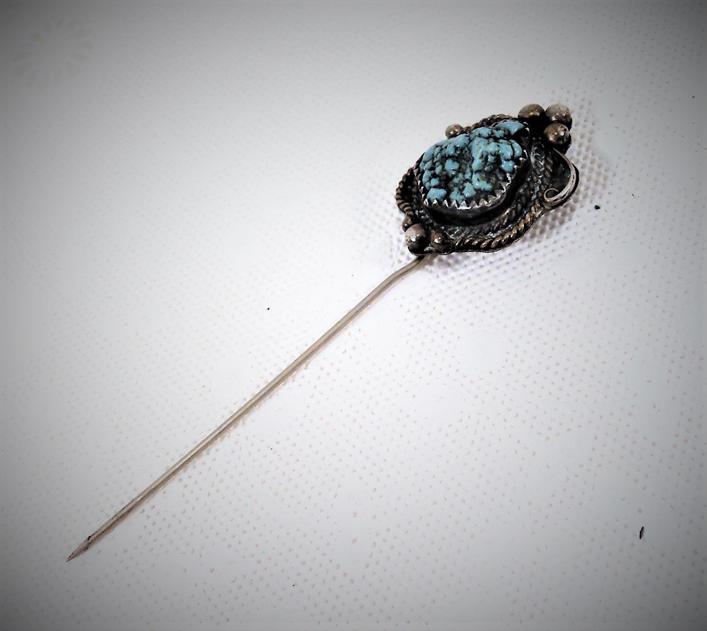 Vintage Native American Turquoise & Silver Hat Pin
