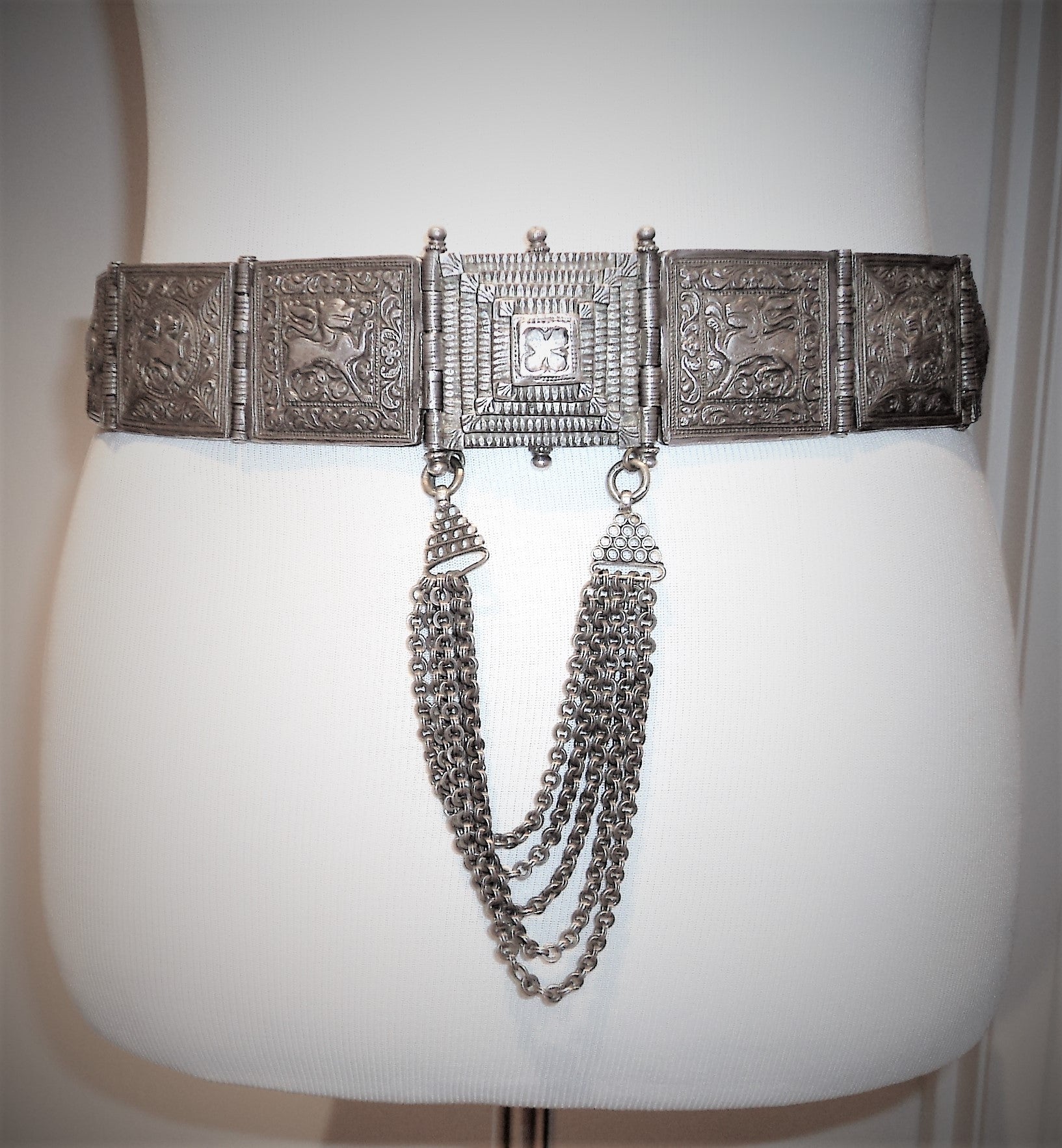 Antique Old Silver Arapatti Indian Tribal Belt