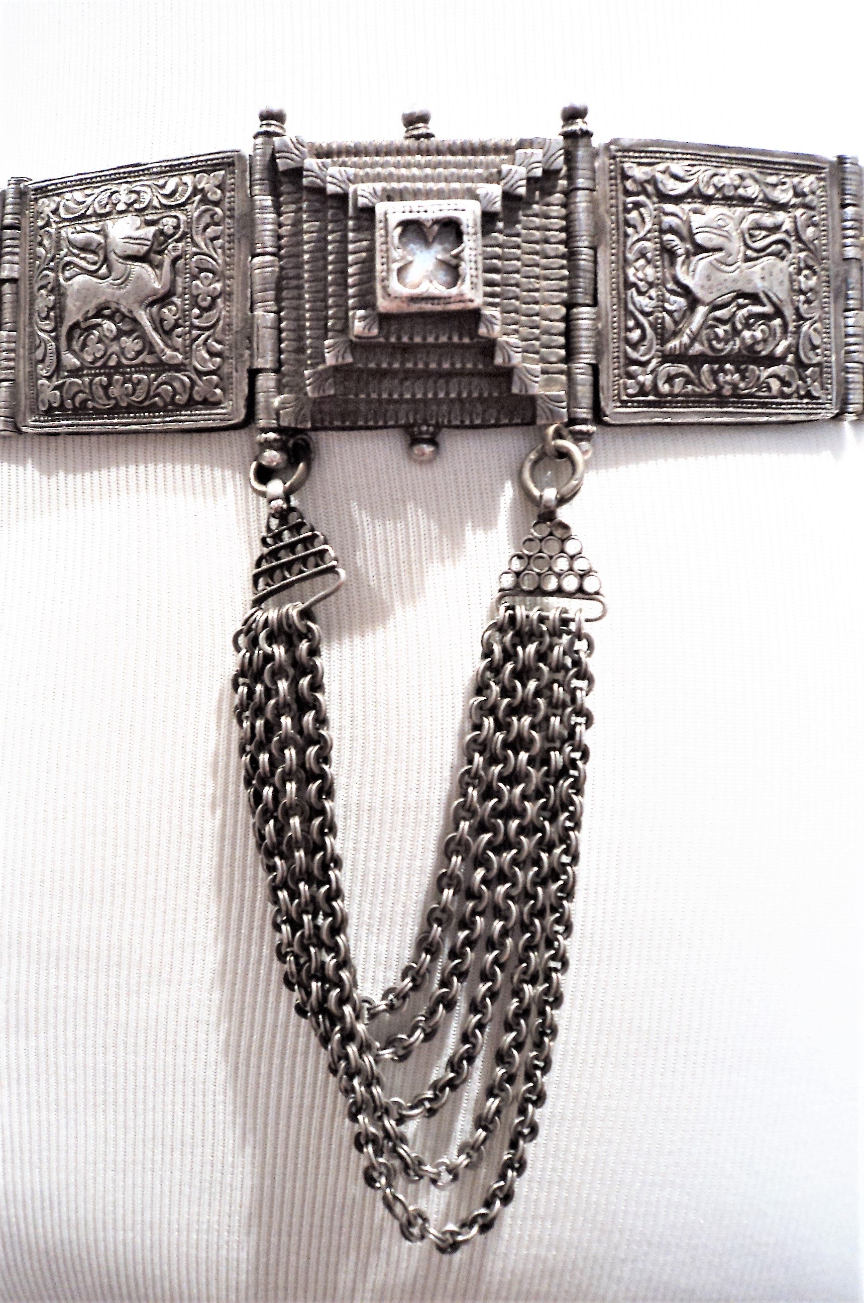 Antique Old Silver Arapatti Indian Tribal Belt