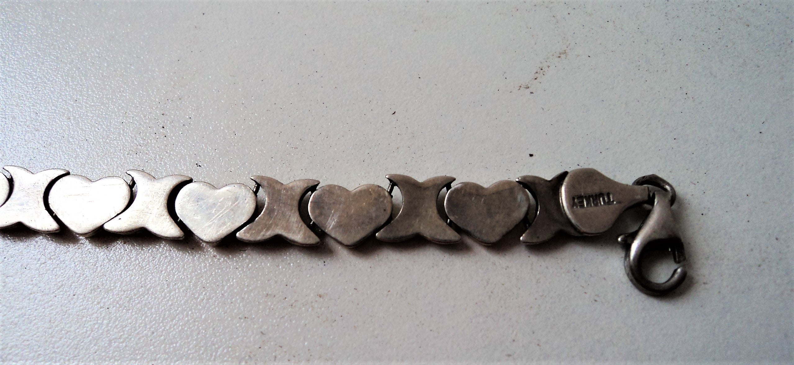 Vintage Turkish Hearts & Cross Sterling Silver Bracelet