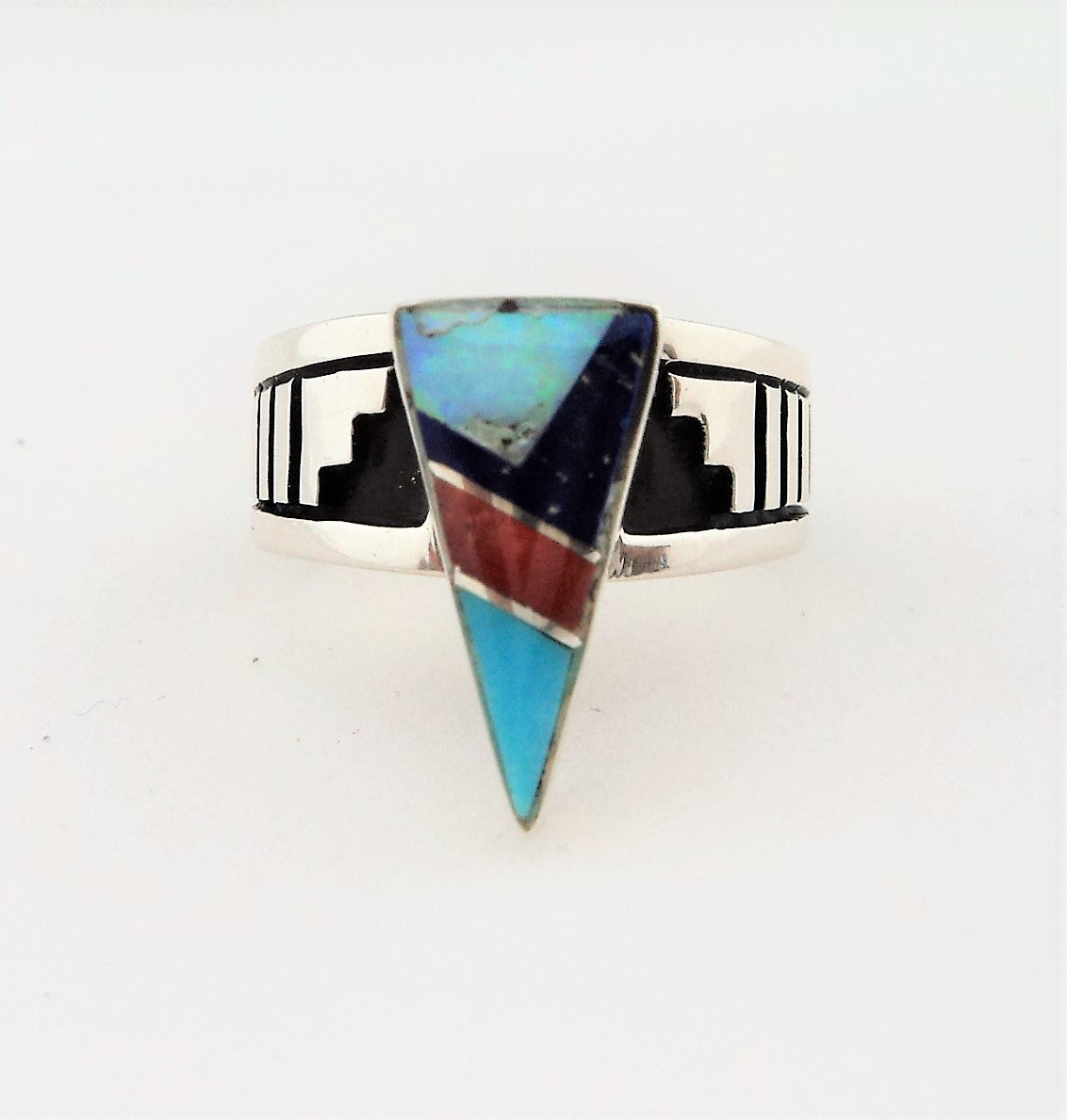Abraham Begay Navajo Inlay Sterling Silver Ring