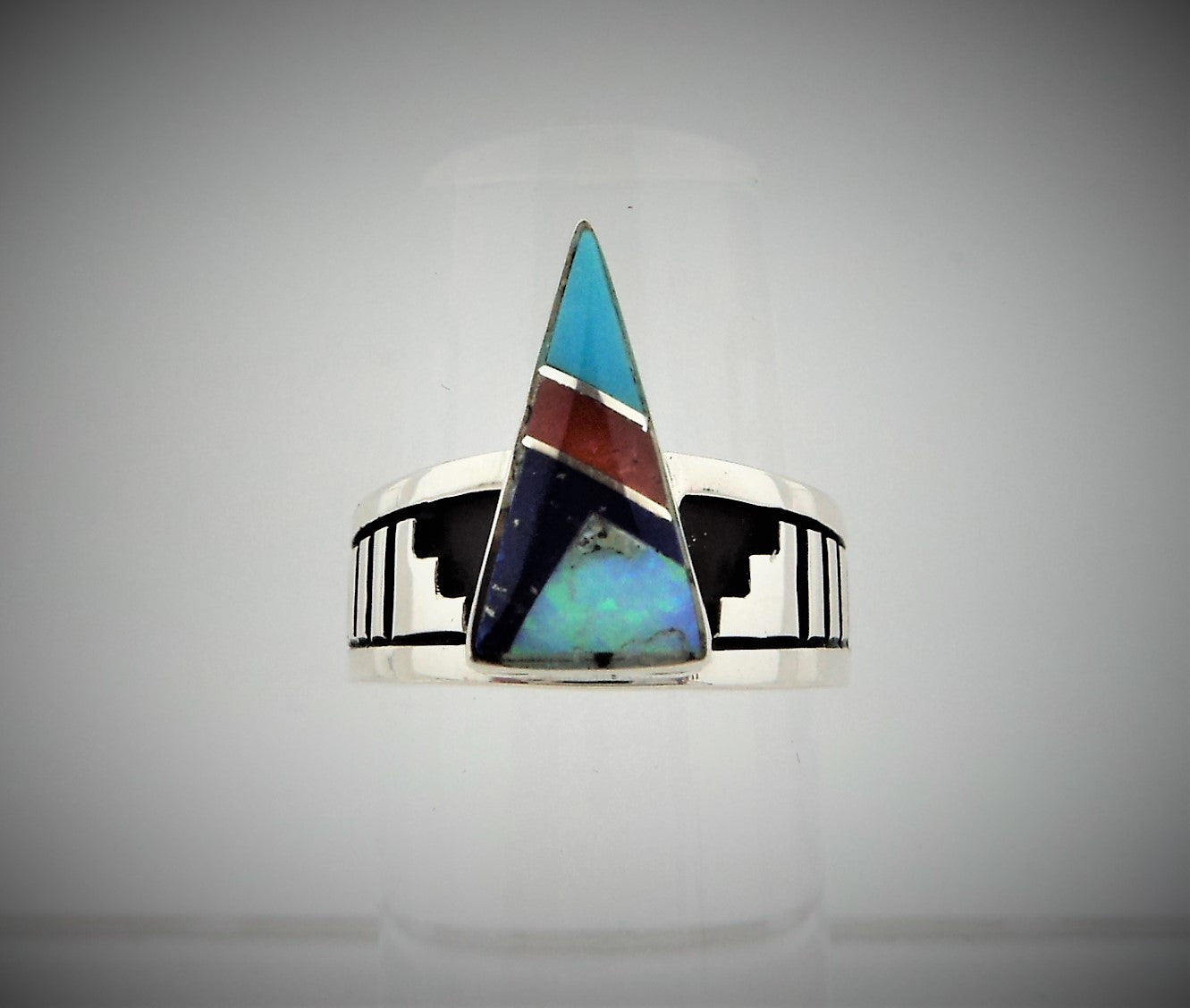 Abraham Begay Navajo Inlay Sterling Silver Ring