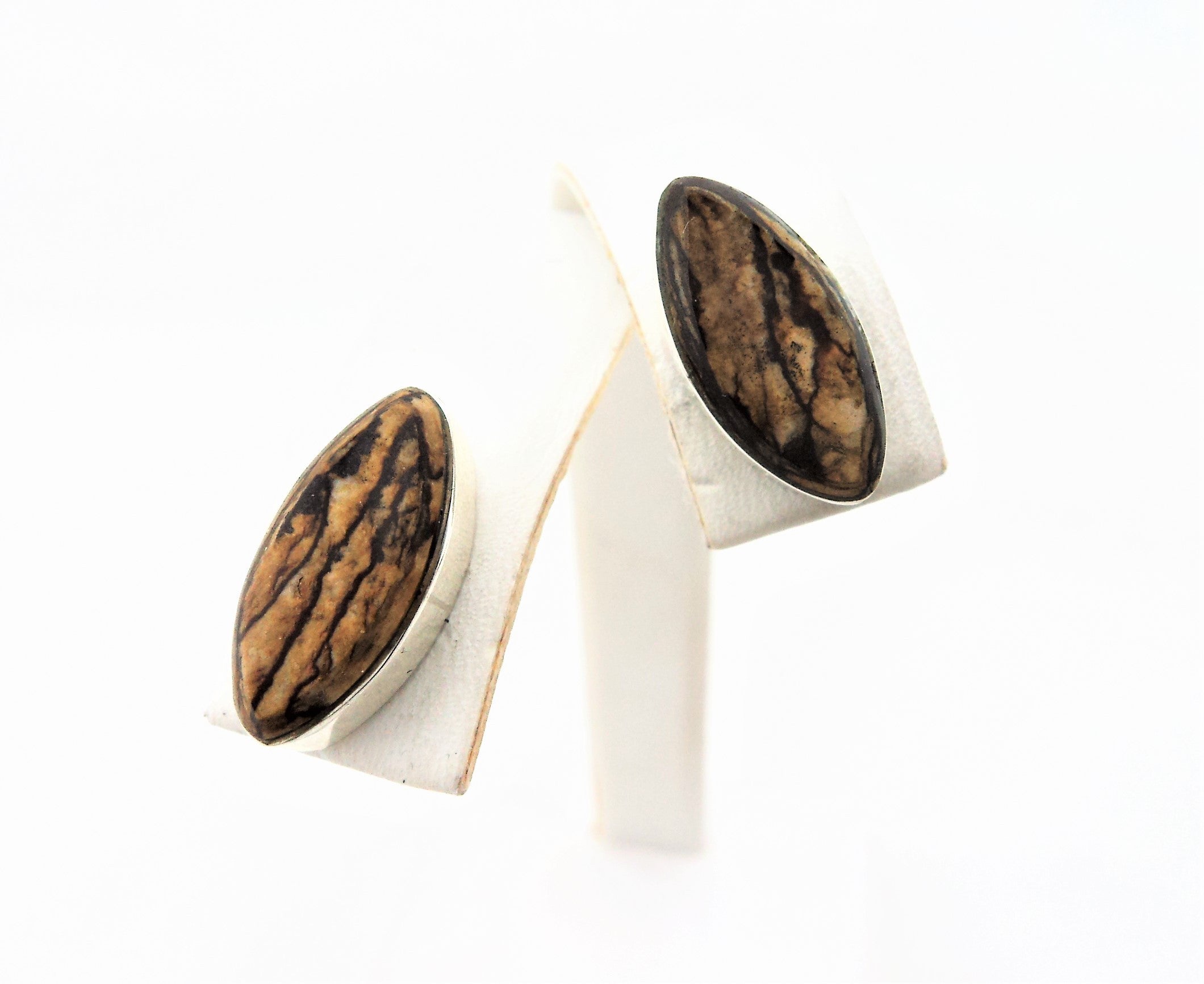 Abraham Begay Navajo Sterling Silver & Jasper Earrings