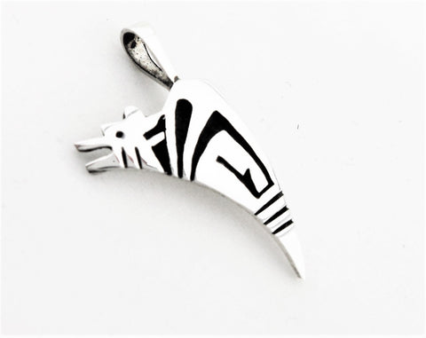 Hopi Sterling Silver Bear Overlay Pendant