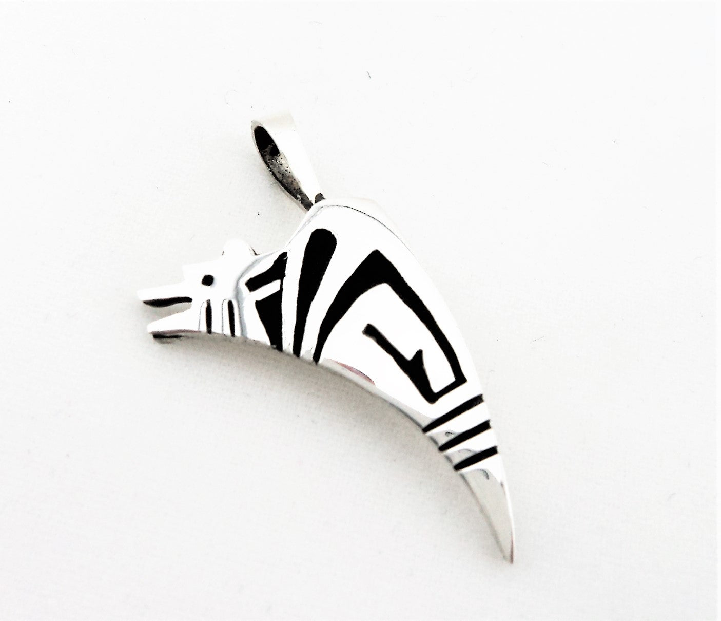 Hopi Sterling Silver Bear Overlay Pendant