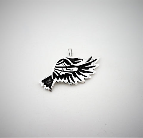 Hopi Sterling Silver Eagle Overlay Pendant