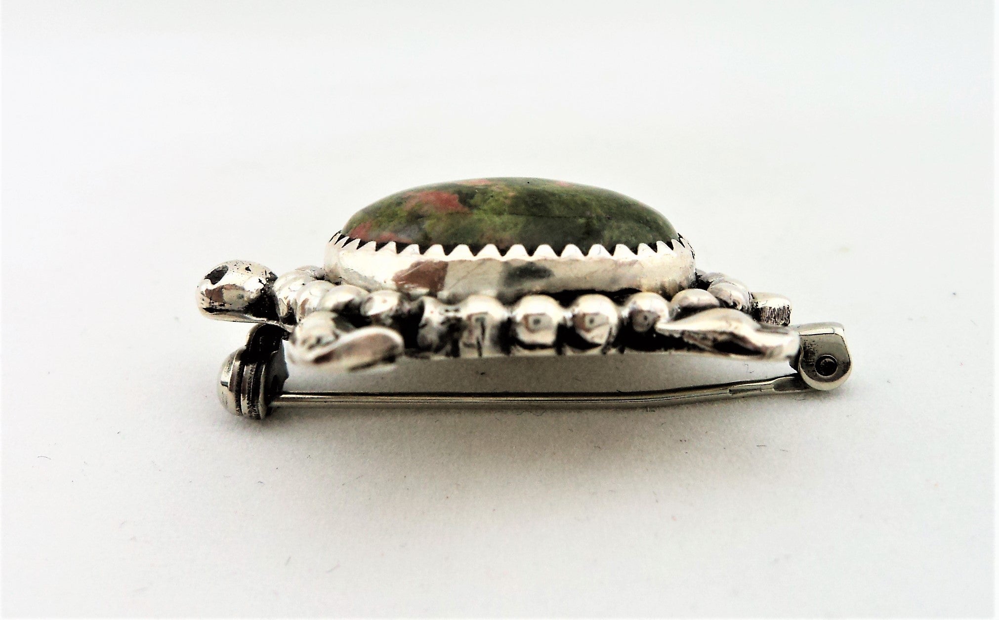 Santo Domingo Sterling Silver and Unakite Turtle Pin by John Aguilar
