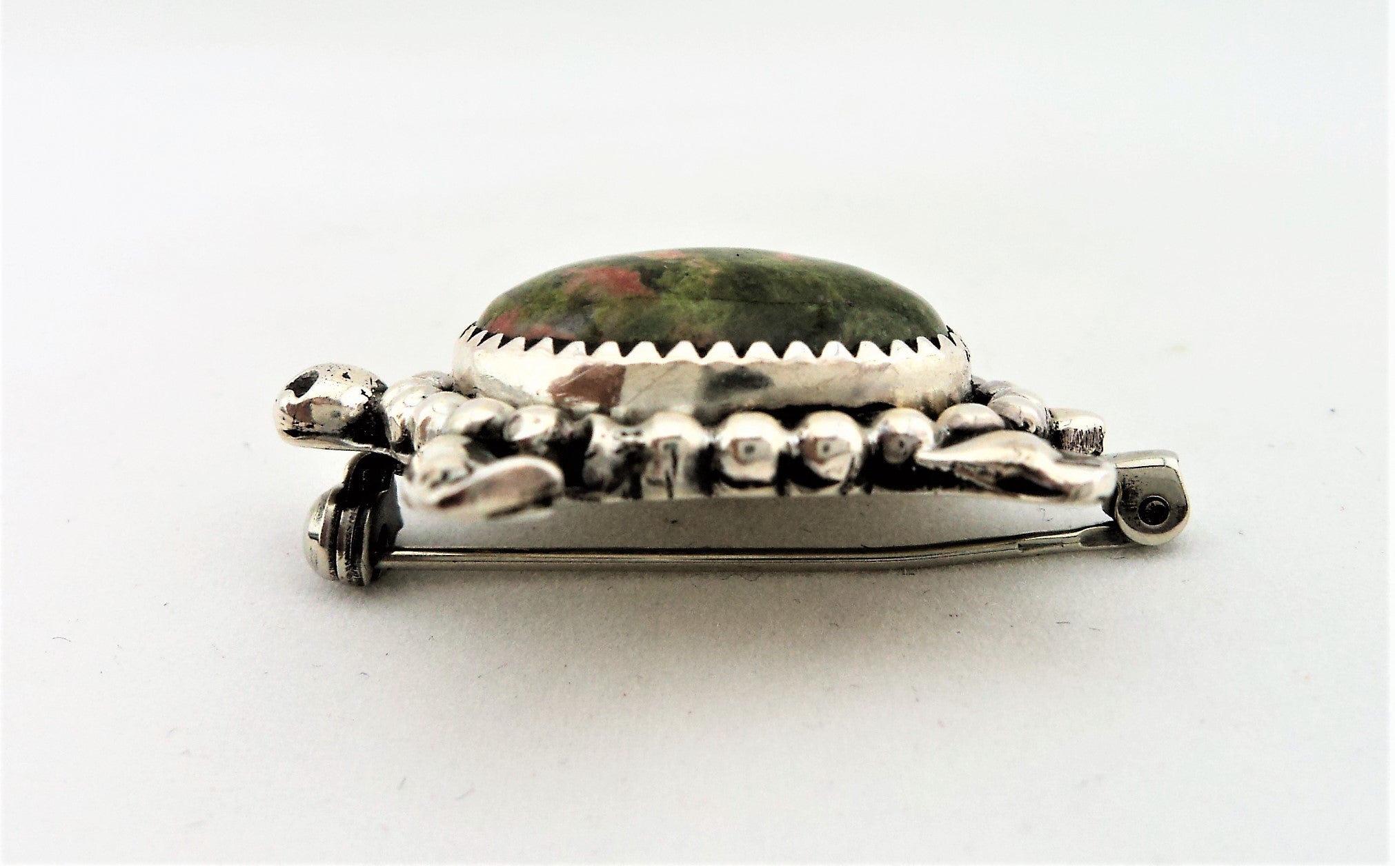 Santo Domingo Sterling Silver and Unakite Turtle Pin by John Aguilar