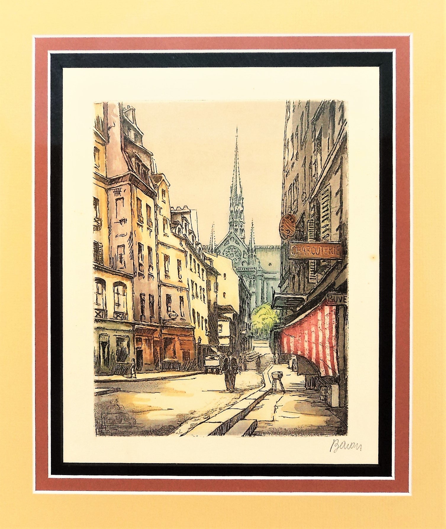 Marcel Julien Baron Colored Etching