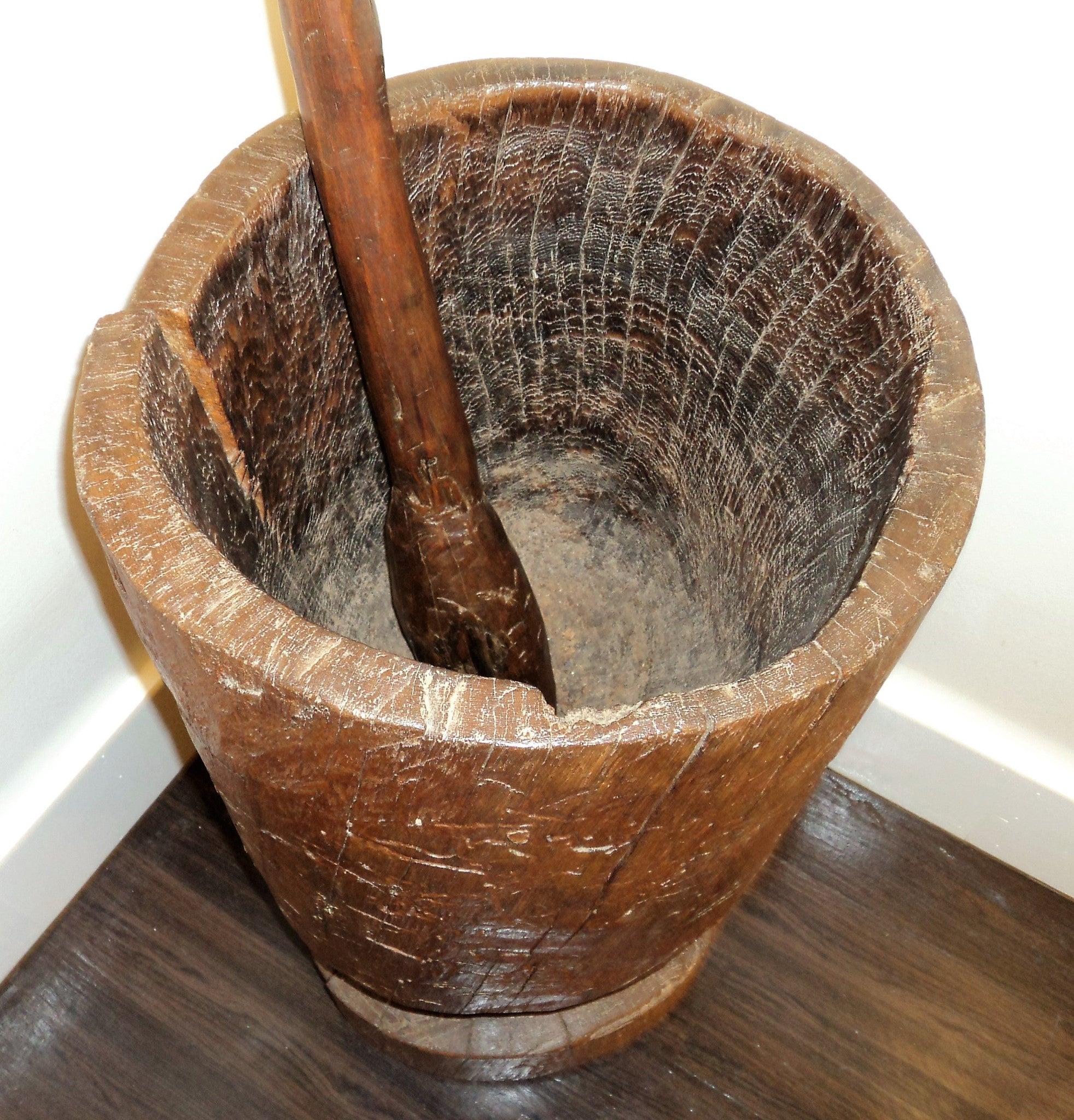 Antique Wooden Mortar and Pestle