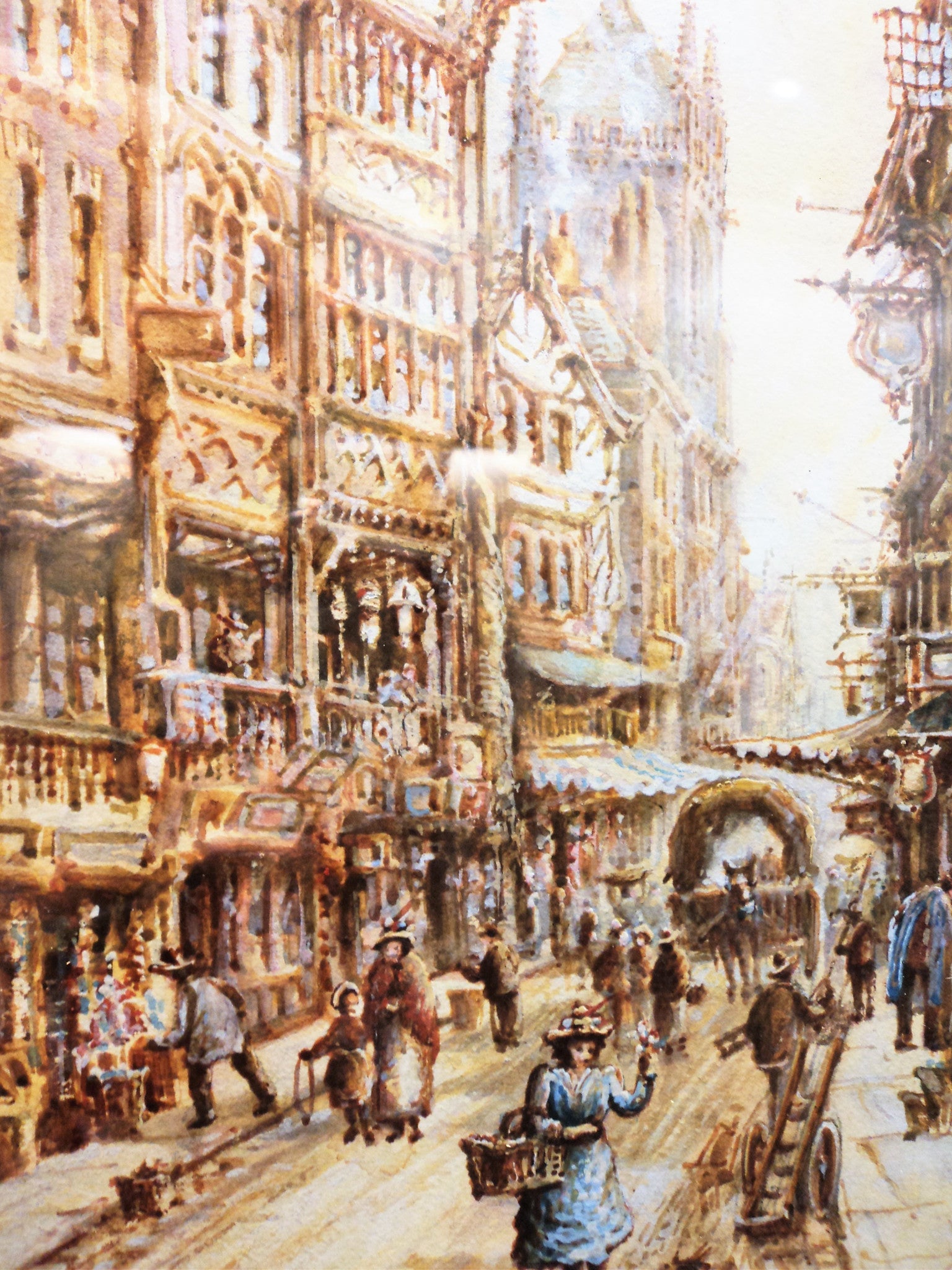 James Williams Whitaker (20th C.) London Street Antique Watercolor