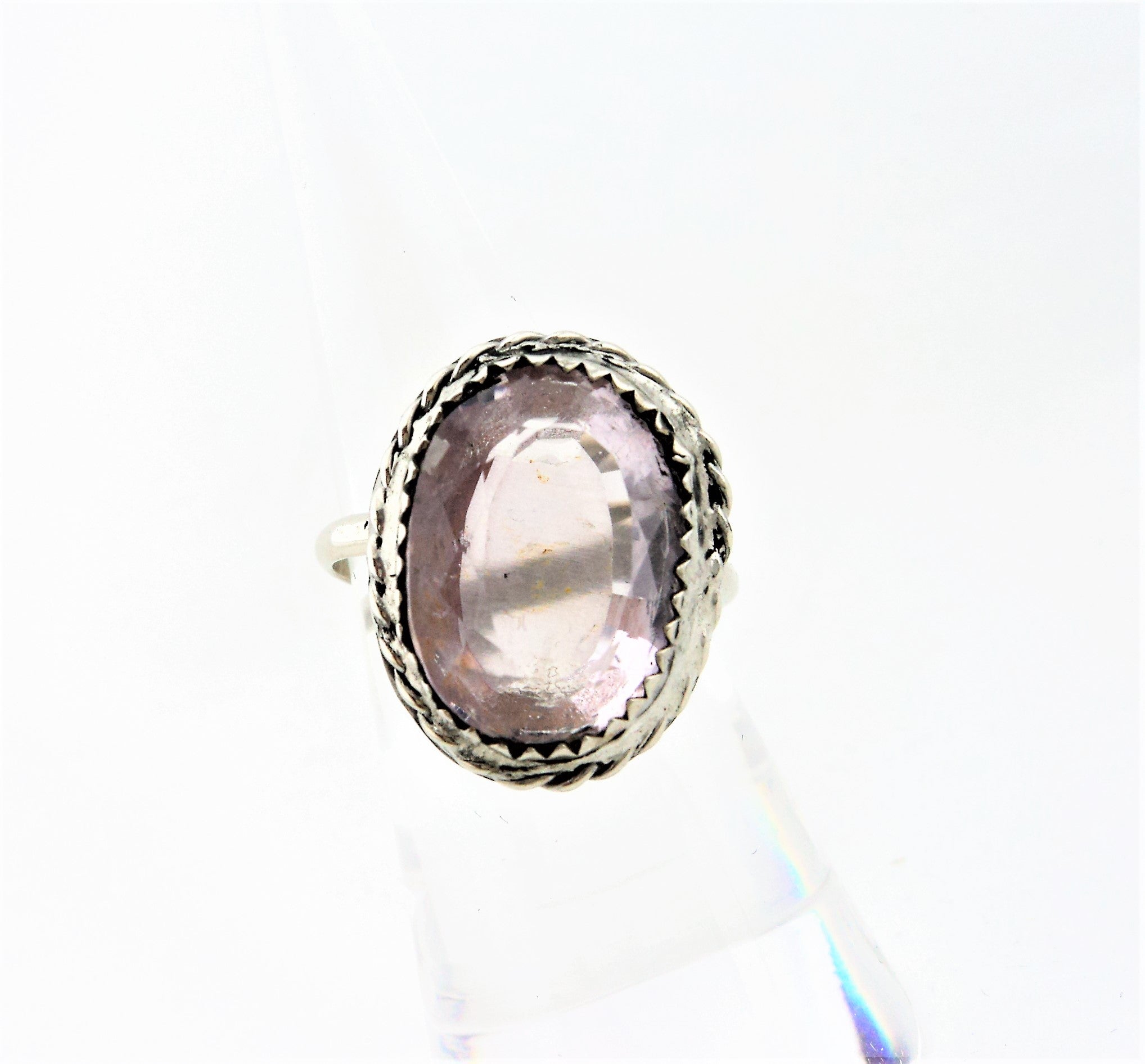 Silver and Pale Pink Quartz Ring