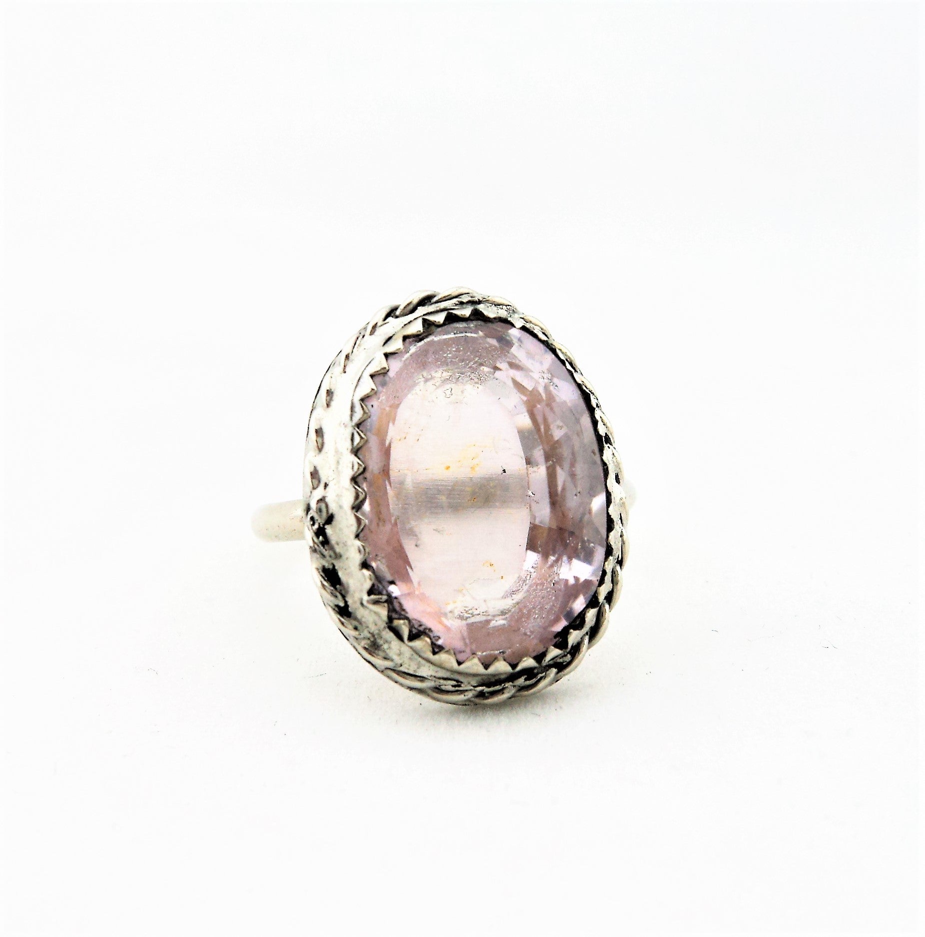 Silver and Pale Pink Quartz Ring