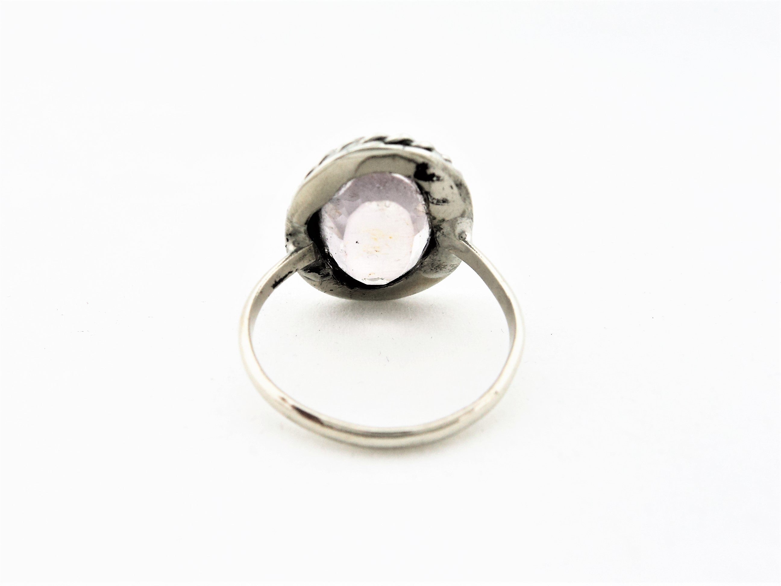 Silver and Pale Pink Quartz Ring