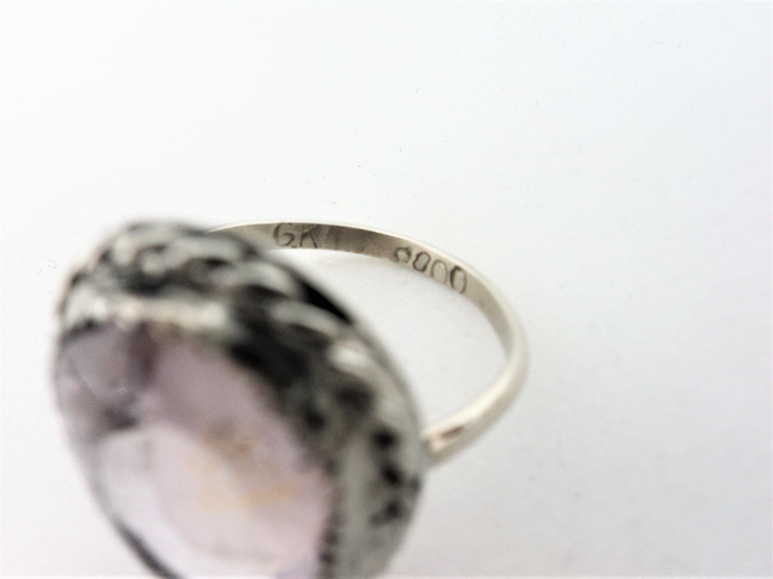 Silver and Pale Pink Quartz Ring