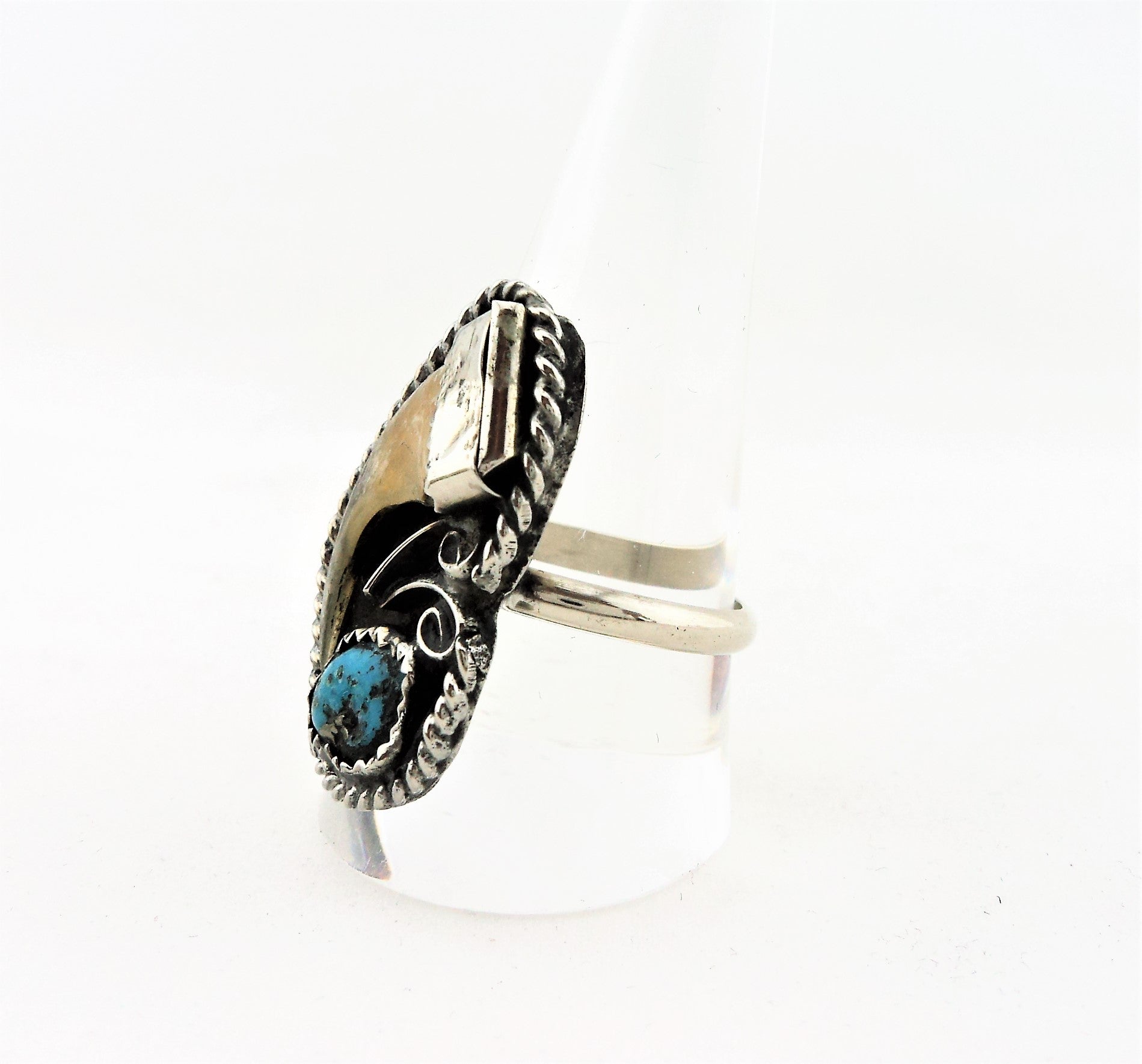 Silver Ring with Animal Claw and Turquoise