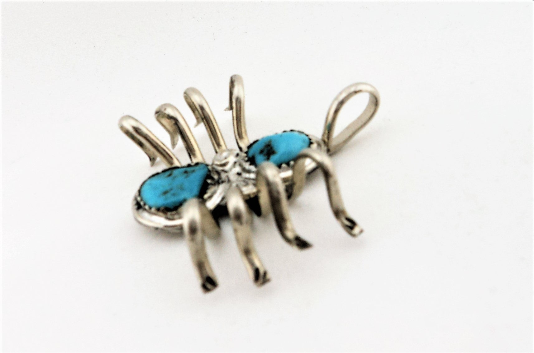 Silver and Turquoise Spider Pendant