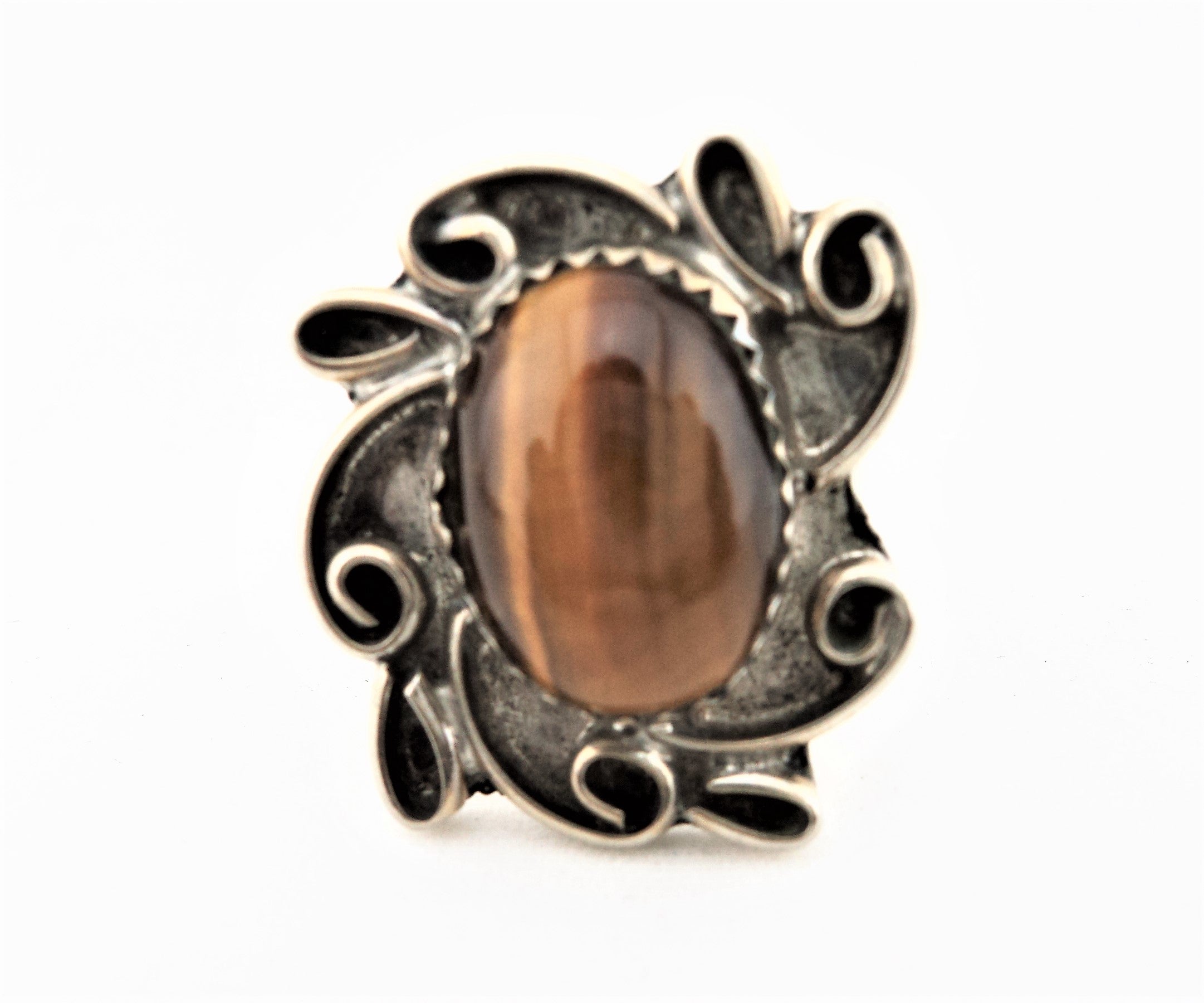 Vintage 800 Silver and Tiger's Eye Ring