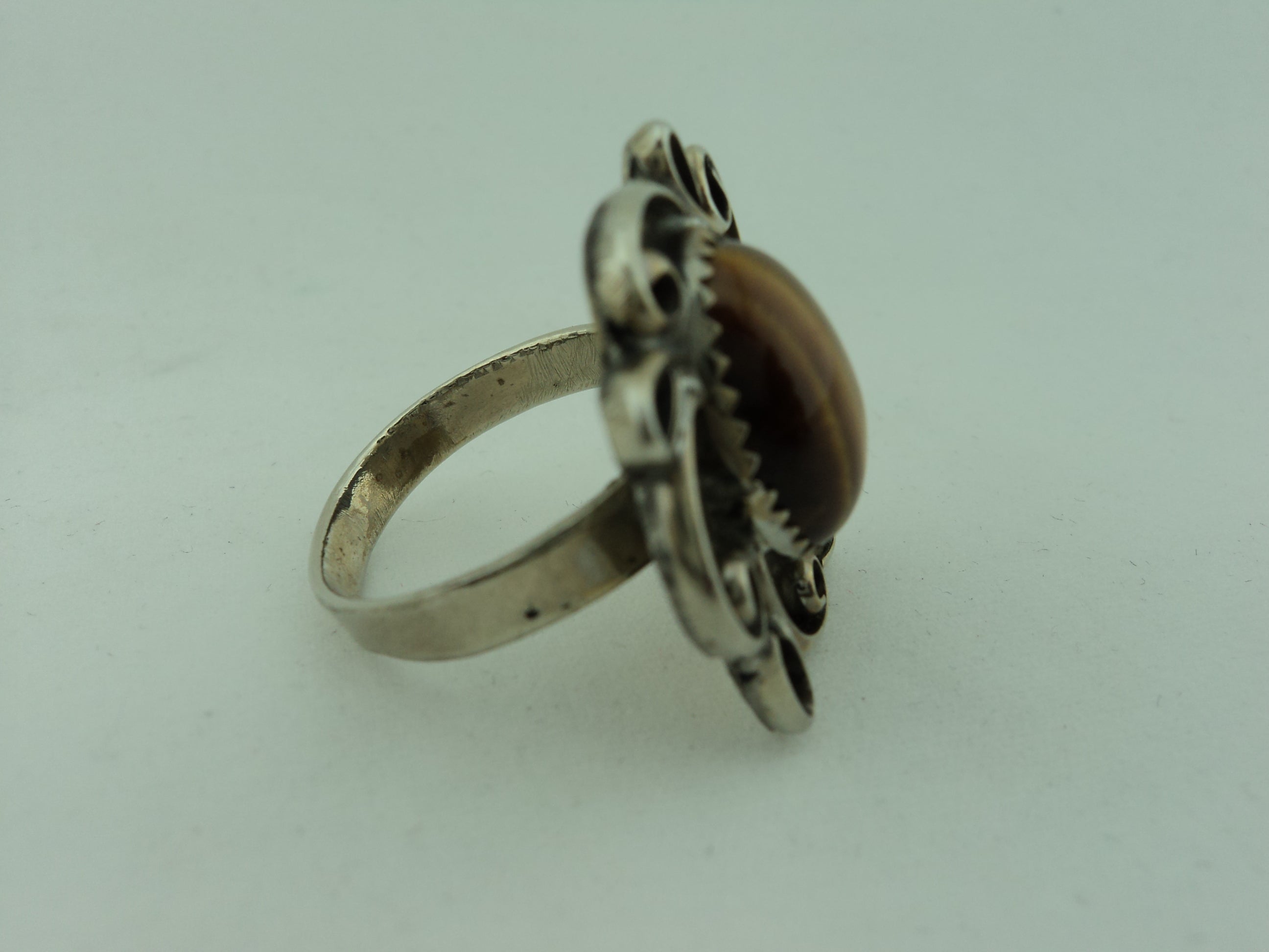Vintage 800 Silver and Tiger's Eye Ring