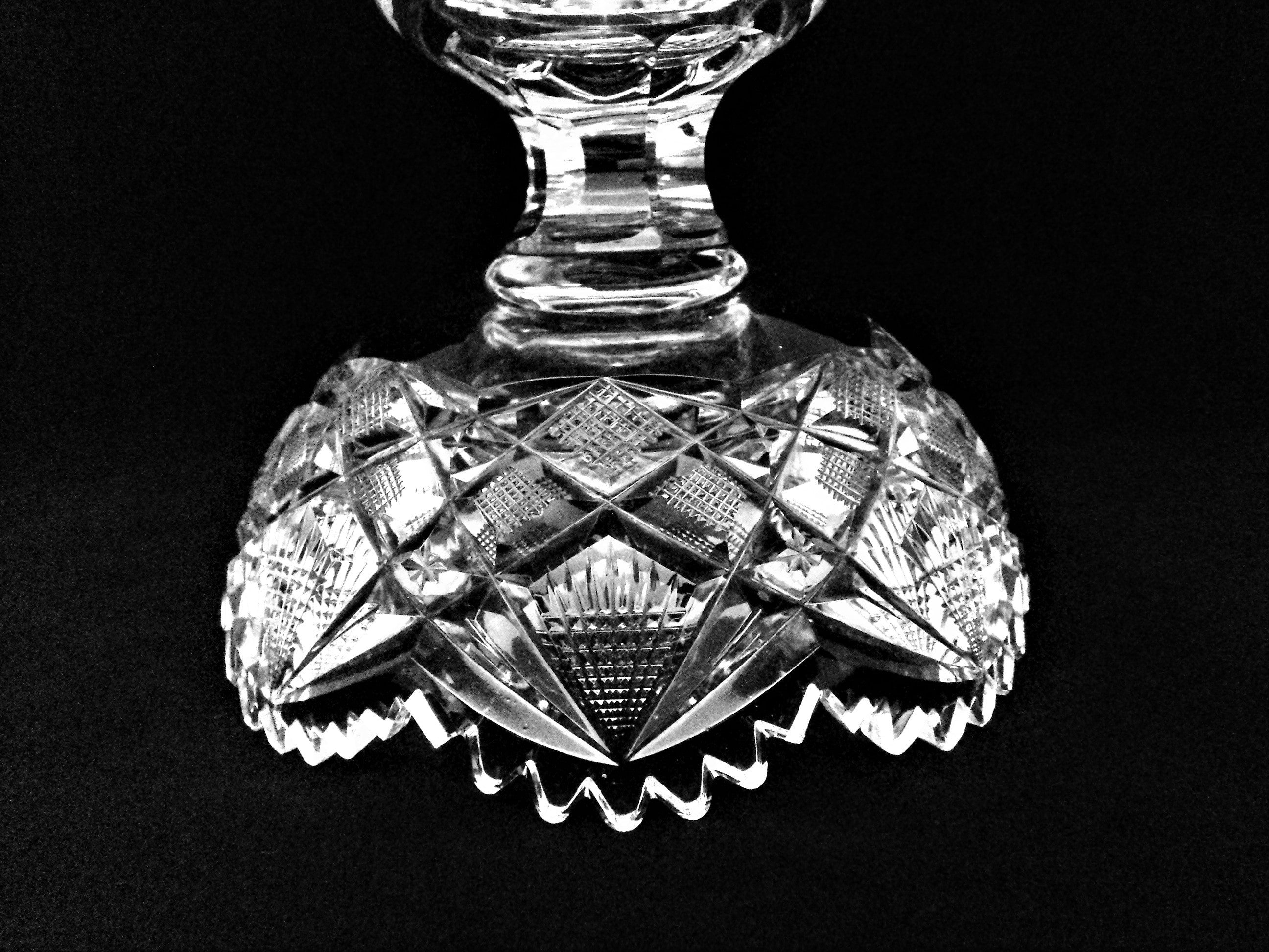 Vintage European Cut Crystal Fruit Bowl with Pedestal