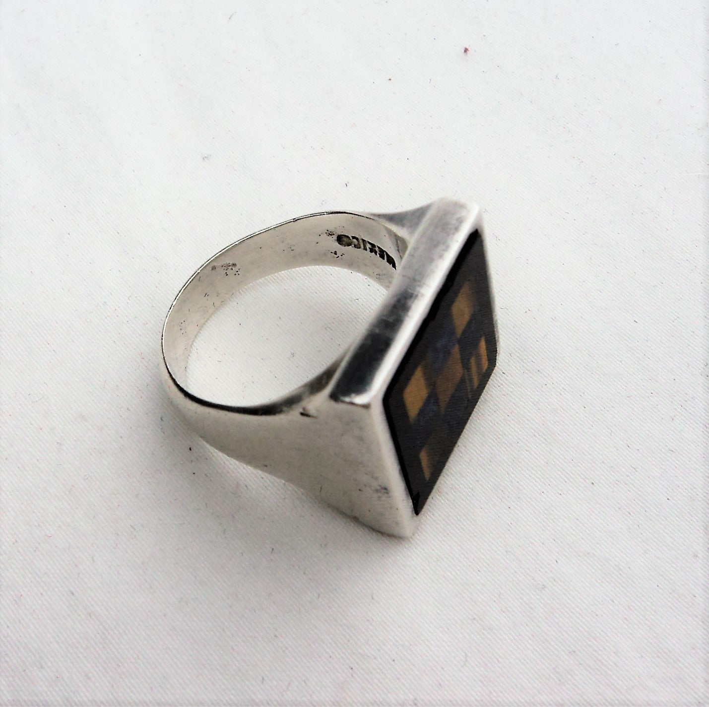 Sterling Silver Tiger Eye and Lapiz Man's Ring
