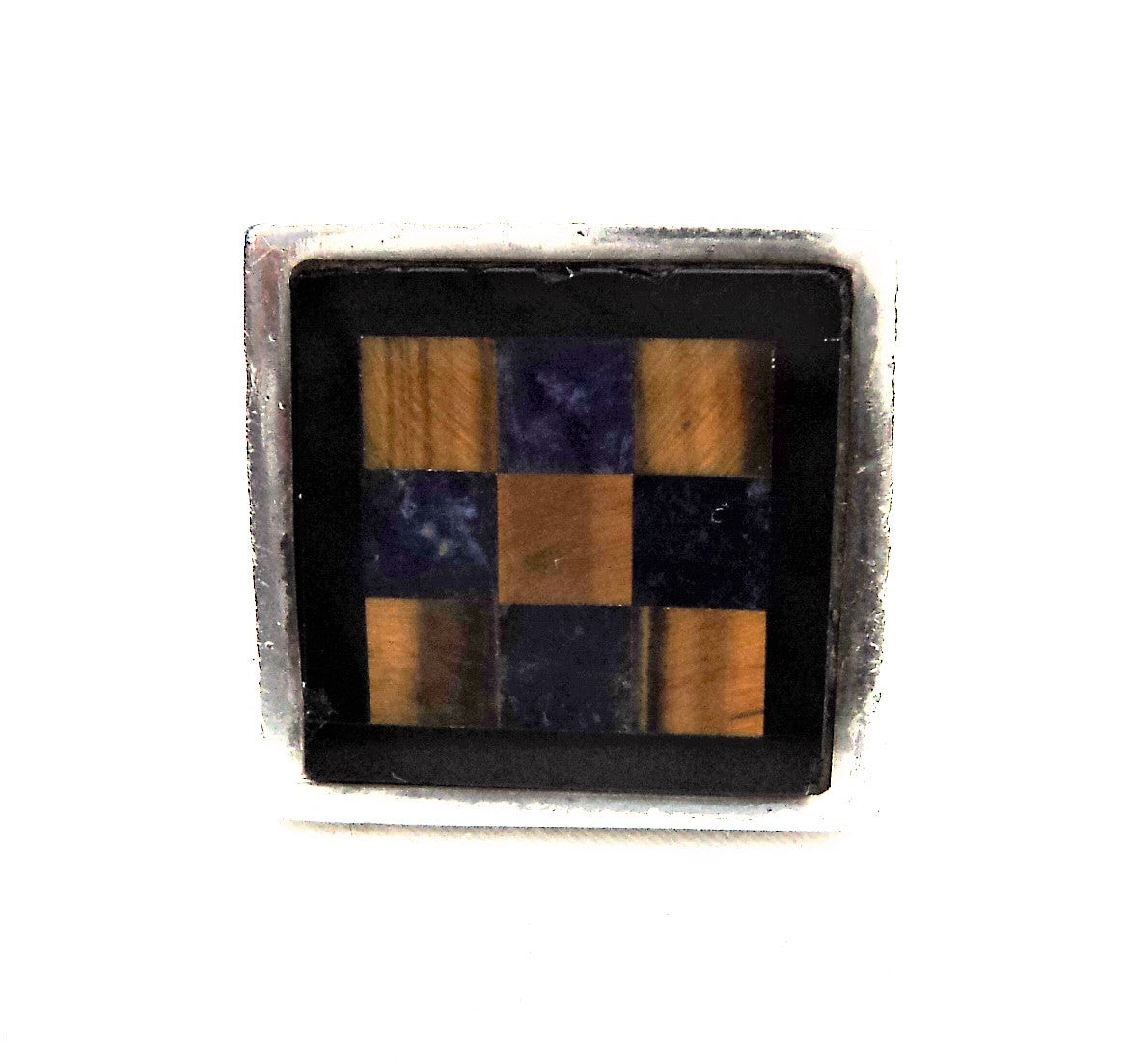 Sterling Silver Tiger Eye and Lapiz Man's Ring