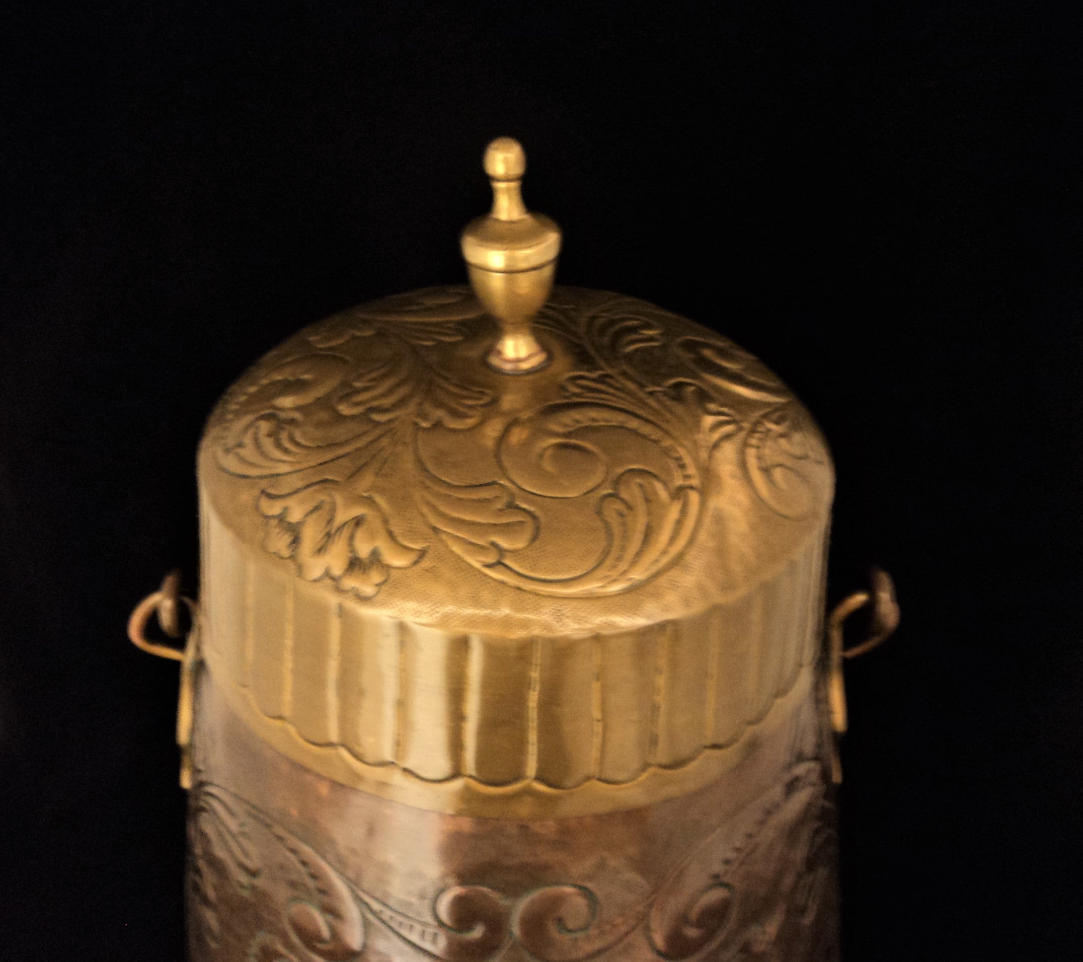 Antique Dutch Copper and Brass Footed Coal Hod