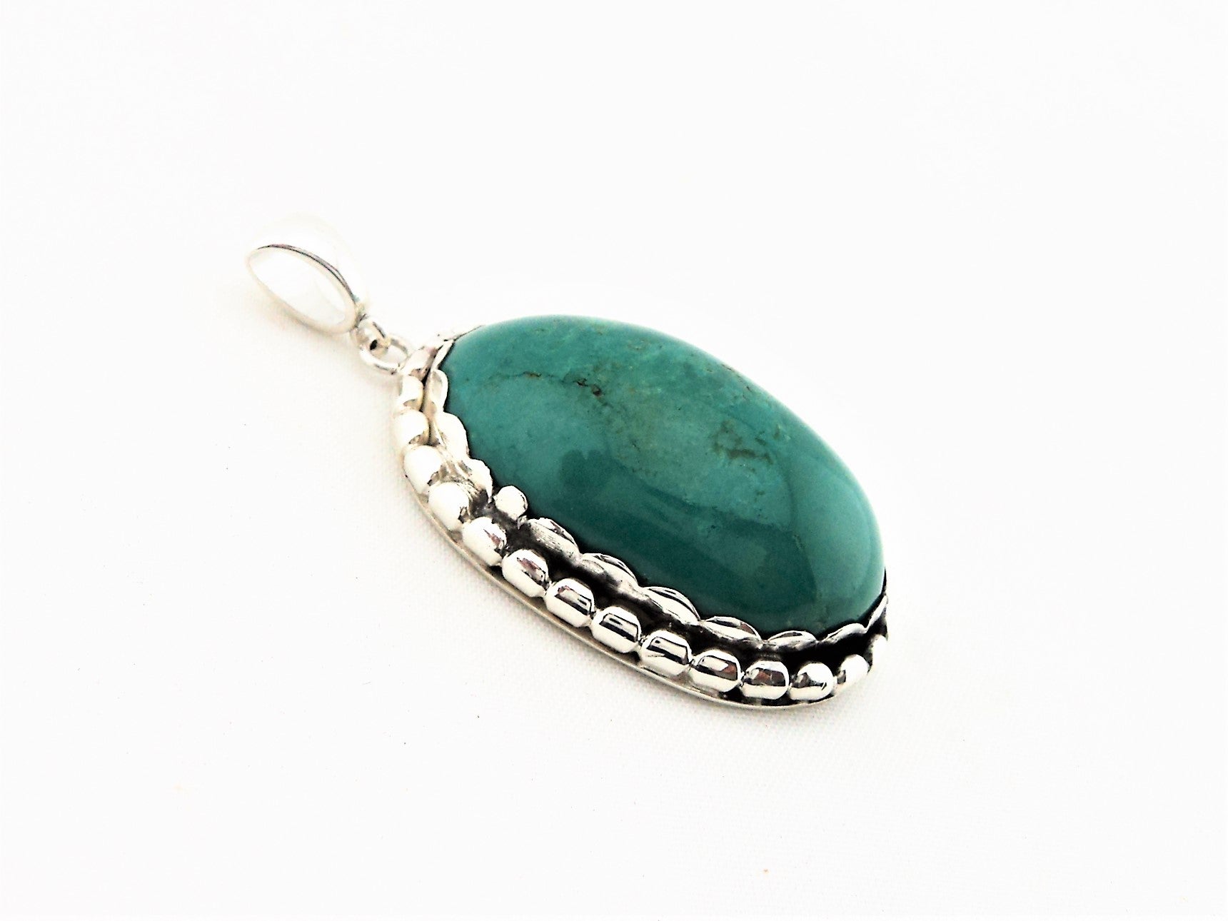 Native American Sterling Silver and Turquoise Cabochon Pendant