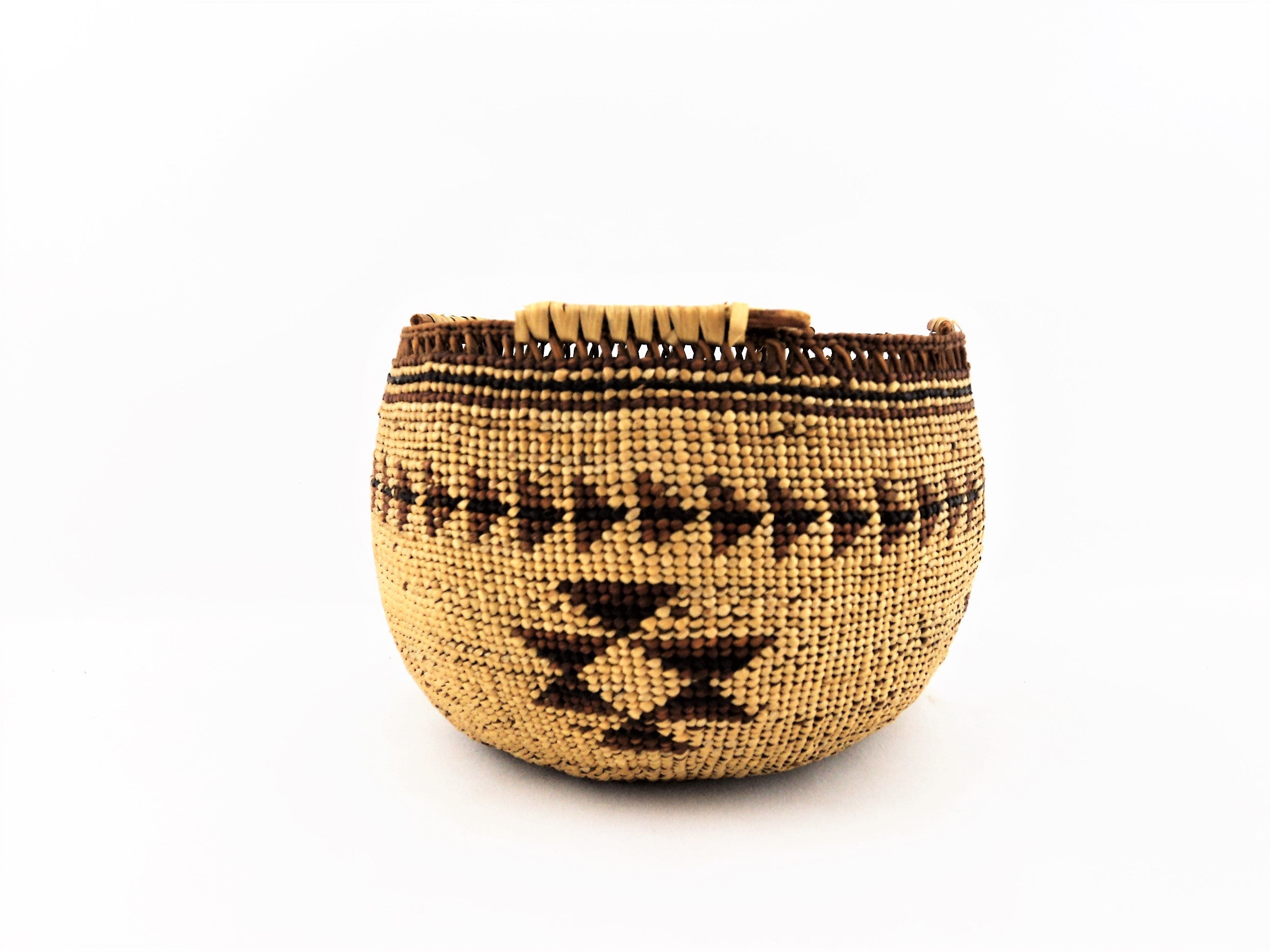 Antique Lidded Yurok Trinket Basket